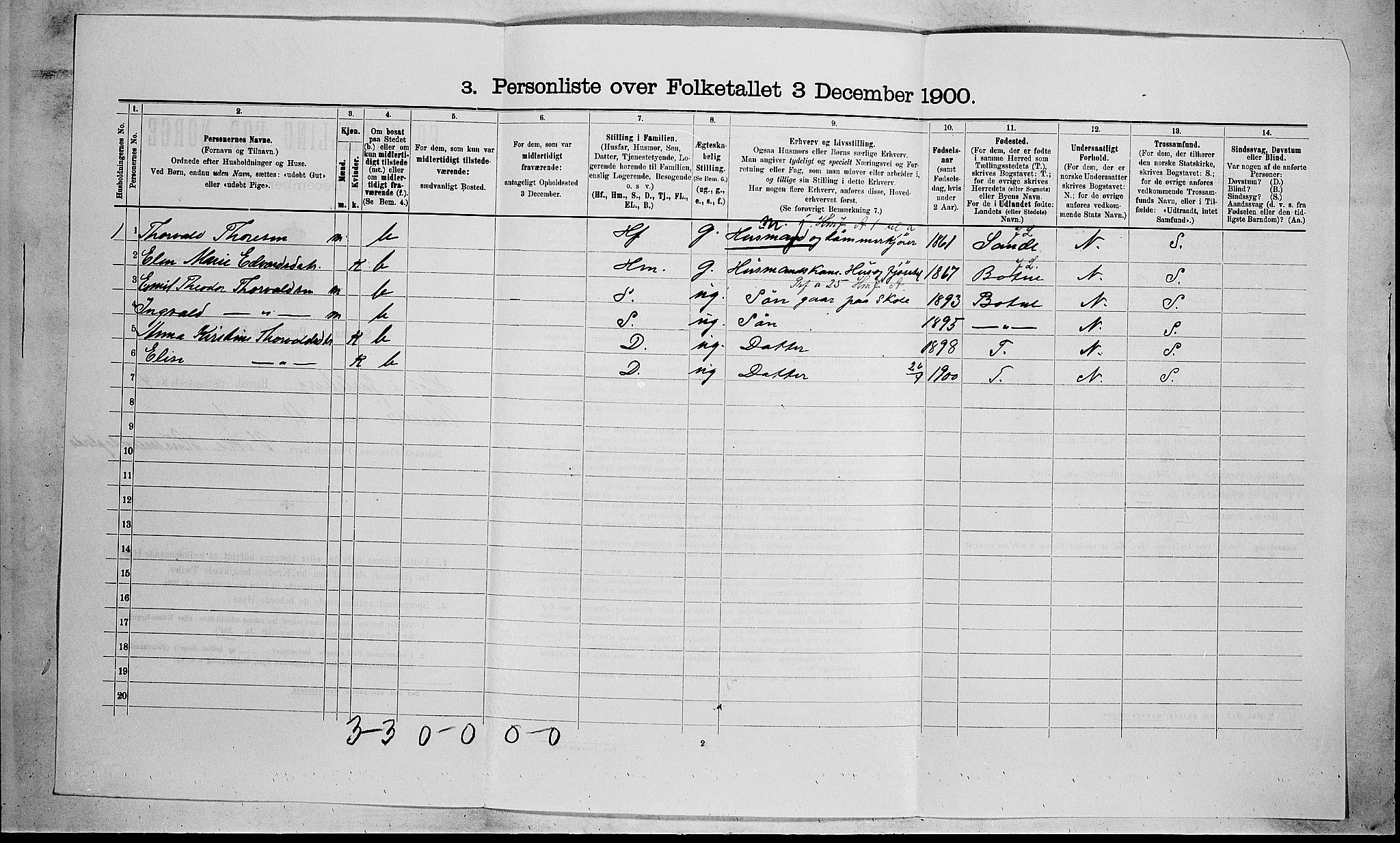 RA, 1900 census for Hof, 1900, p. 449