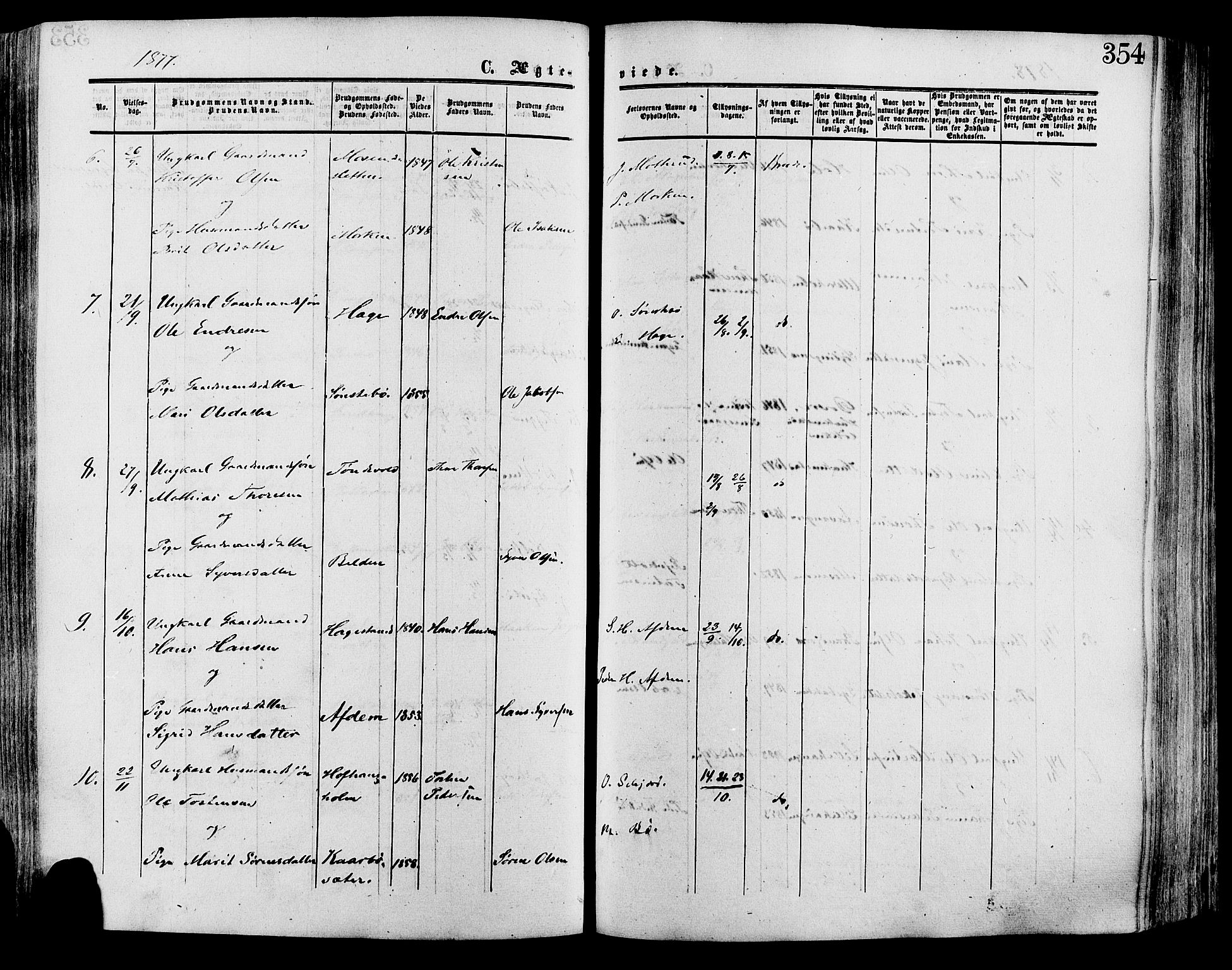Lesja prestekontor, SAH/PREST-068/H/Ha/Haa/L0008: Parish register (official) no. 8, 1854-1880, p. 354