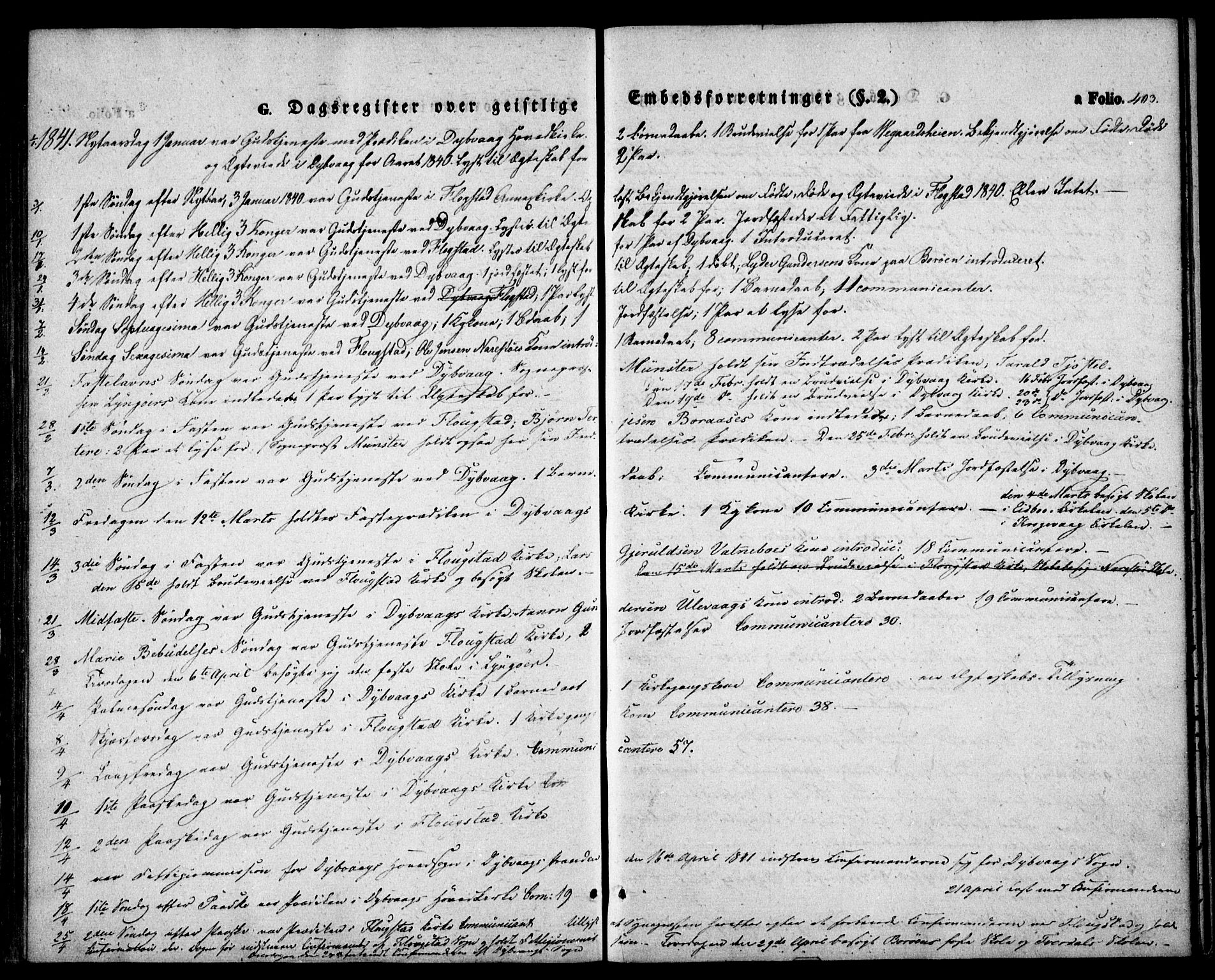 Dypvåg sokneprestkontor, AV/SAK-1111-0007/F/Fa/Faa/L0005: Parish register (official) no. A 5, 1841-1854, p. 403