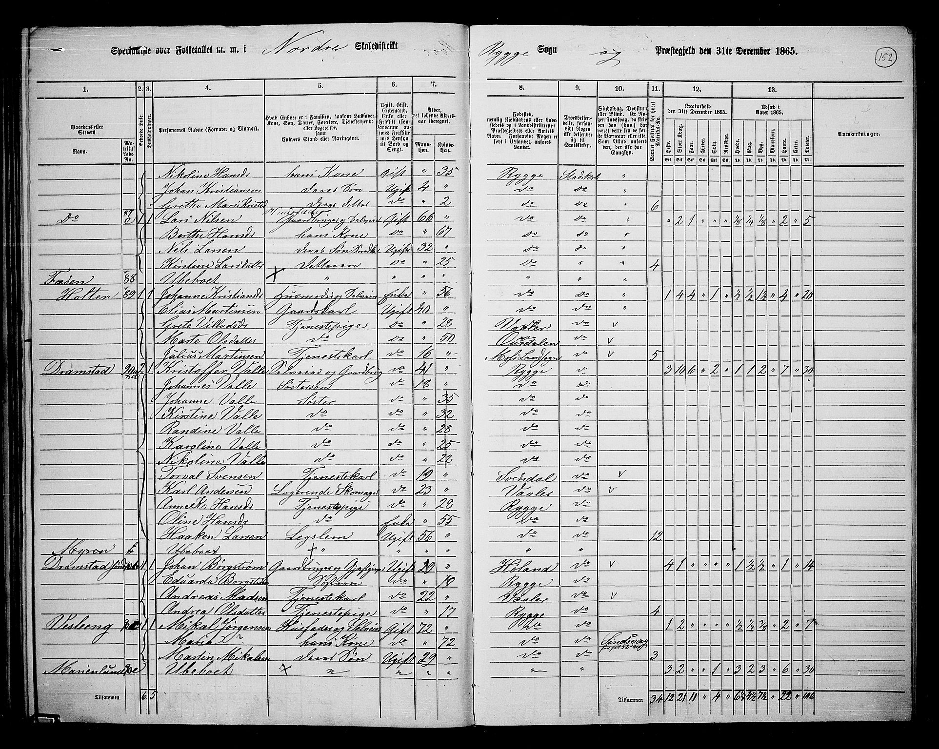 RA, 1865 census for Rygge, 1865, p. 93