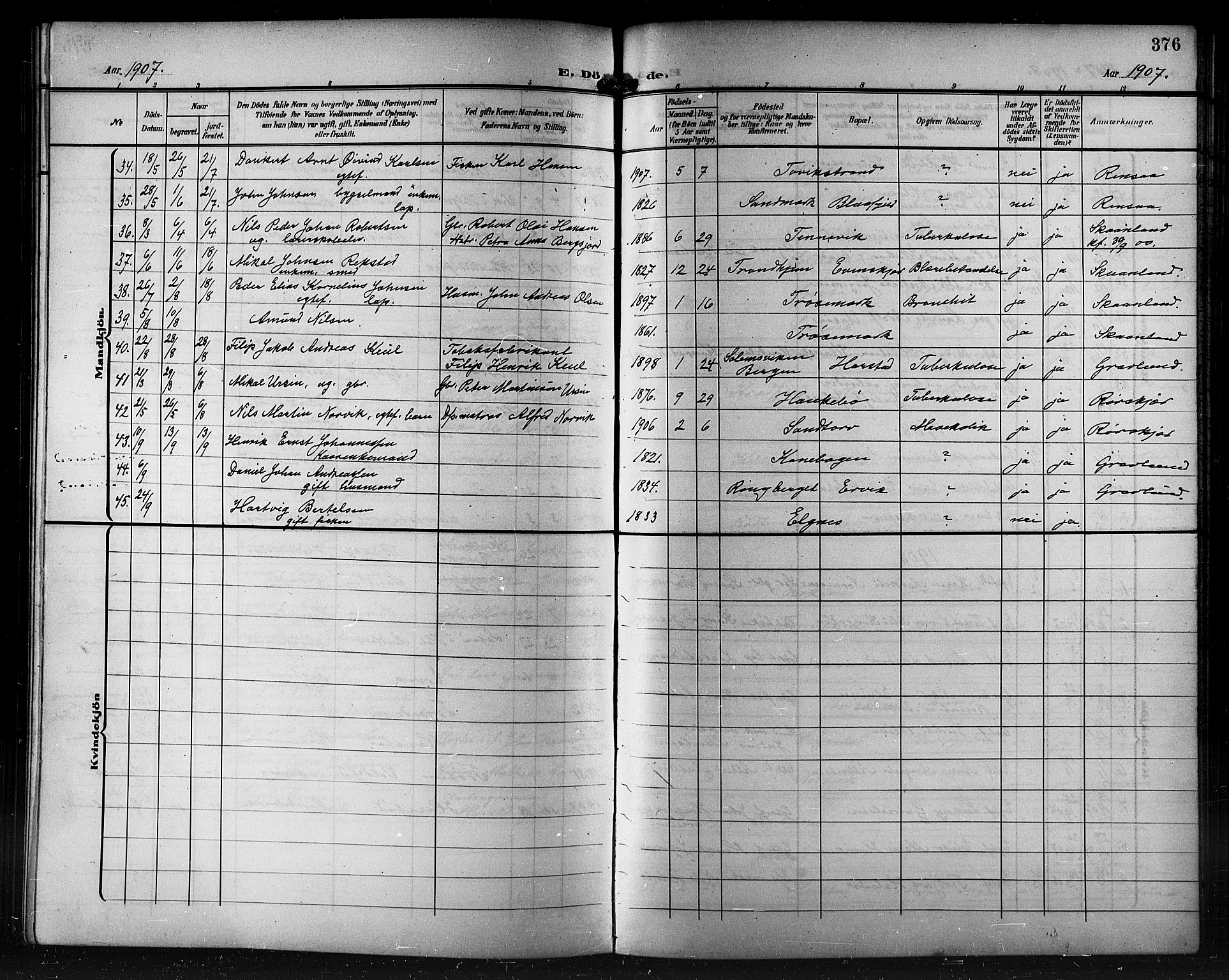 Trondenes sokneprestkontor, SATØ/S-1319/H/Hb/L0012klokker: Parish register (copy) no. 12, 1907-1916, p. 376