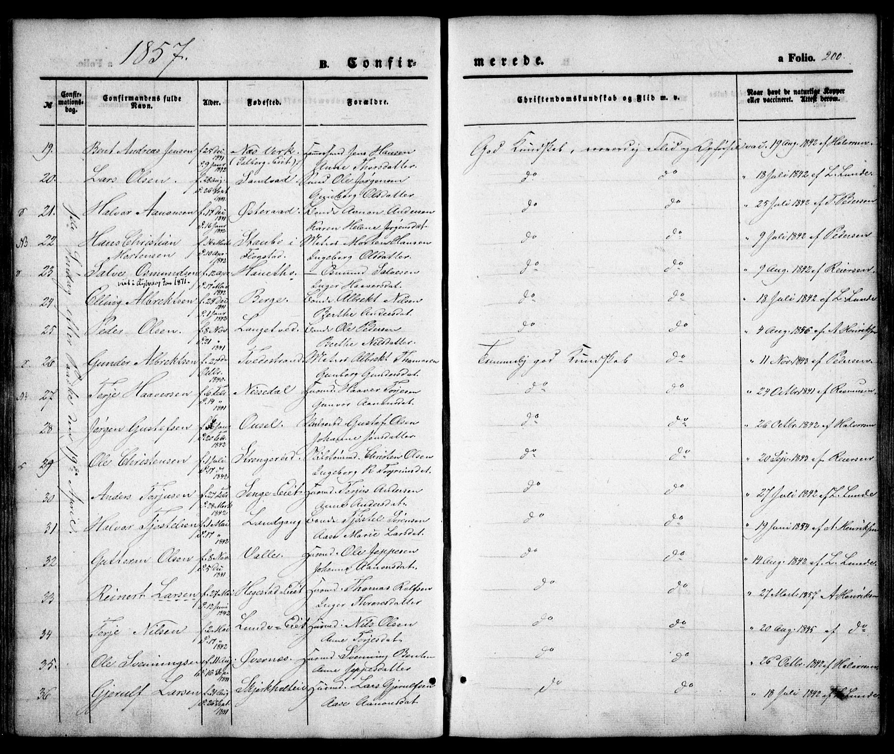 Holt sokneprestkontor, AV/SAK-1111-0021/F/Fa/L0008: Parish register (official) no. A 8, 1849-1860, p. 200