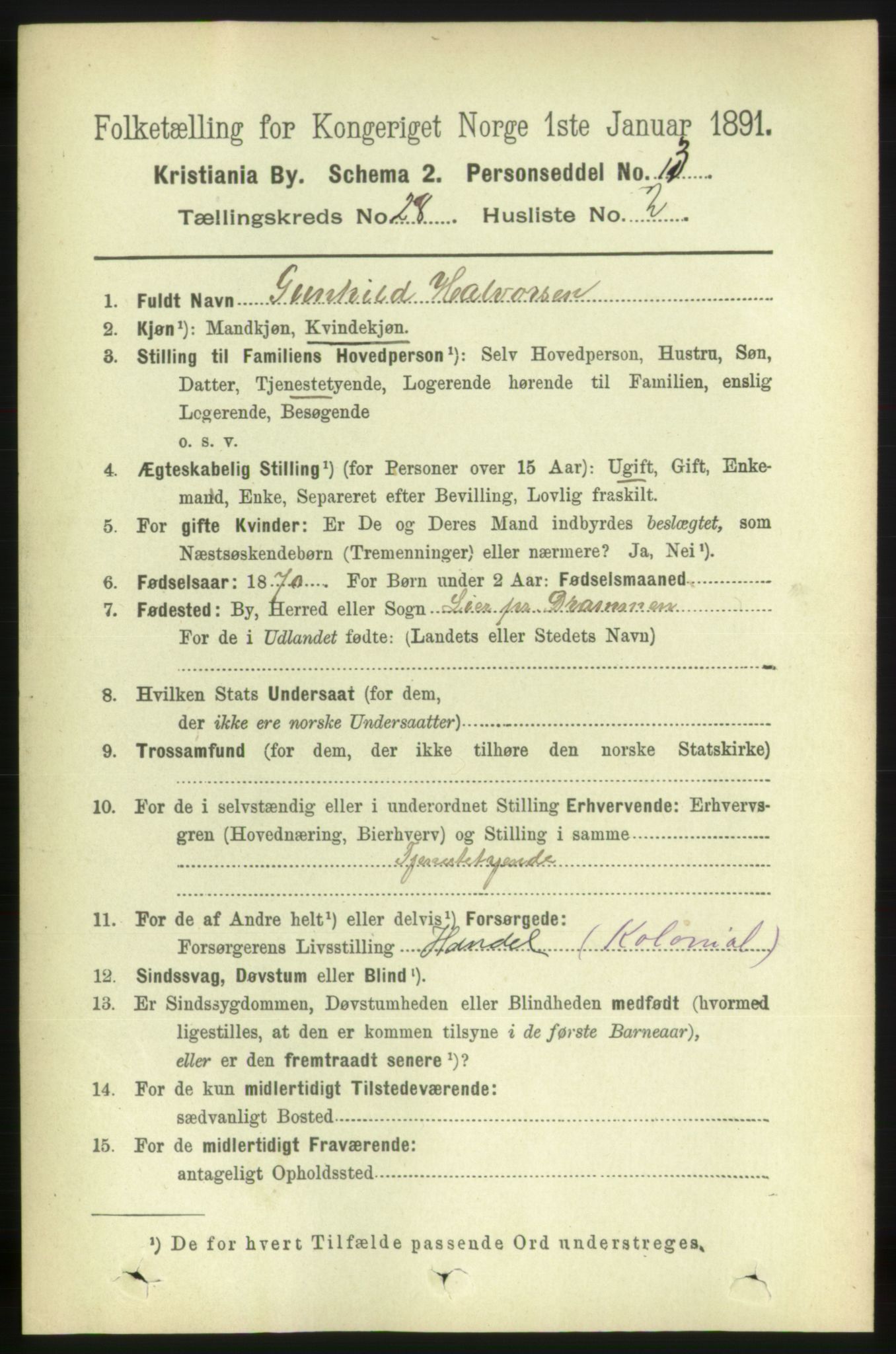 RA, 1891 census for 0301 Kristiania, 1891, p. 14336