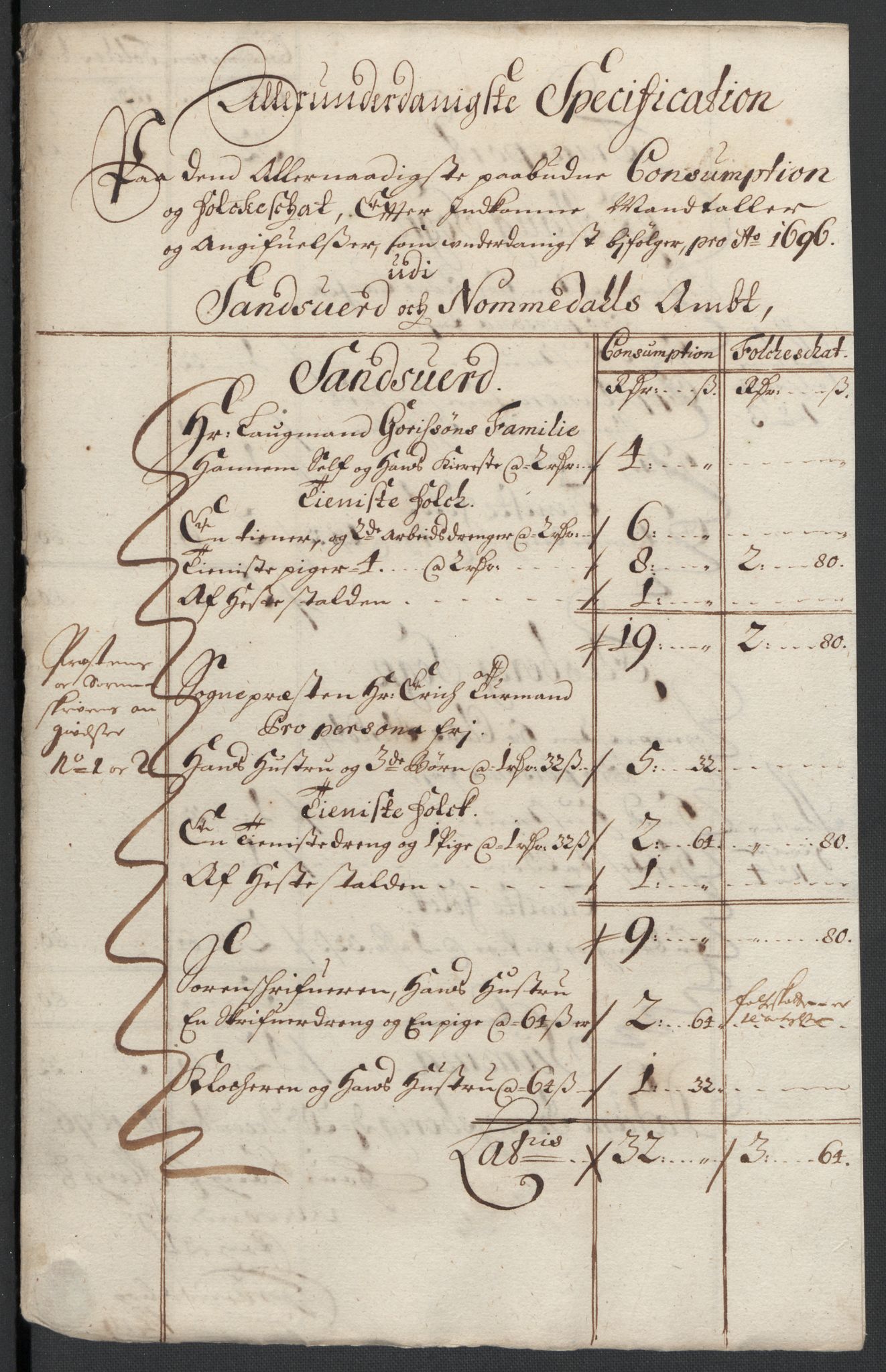 Rentekammeret inntil 1814, Reviderte regnskaper, Fogderegnskap, RA/EA-4092/R24/L1576: Fogderegnskap Numedal og Sandsvær, 1696-1697, p. 169