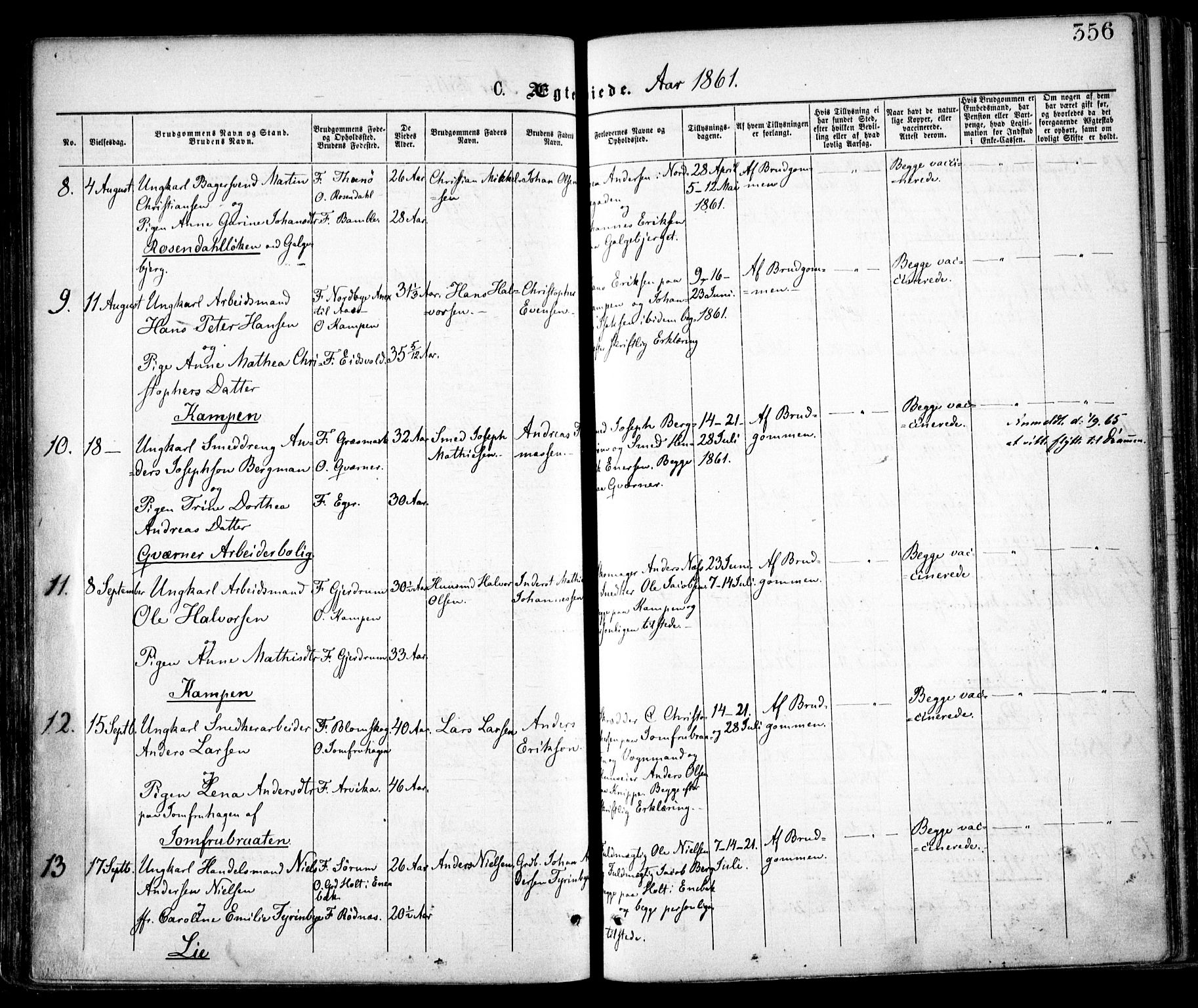 Østre Aker prestekontor Kirkebøker, SAO/A-10840/F/Fa/L0001: Parish register (official) no. I 1, 1861-1869, p. 356