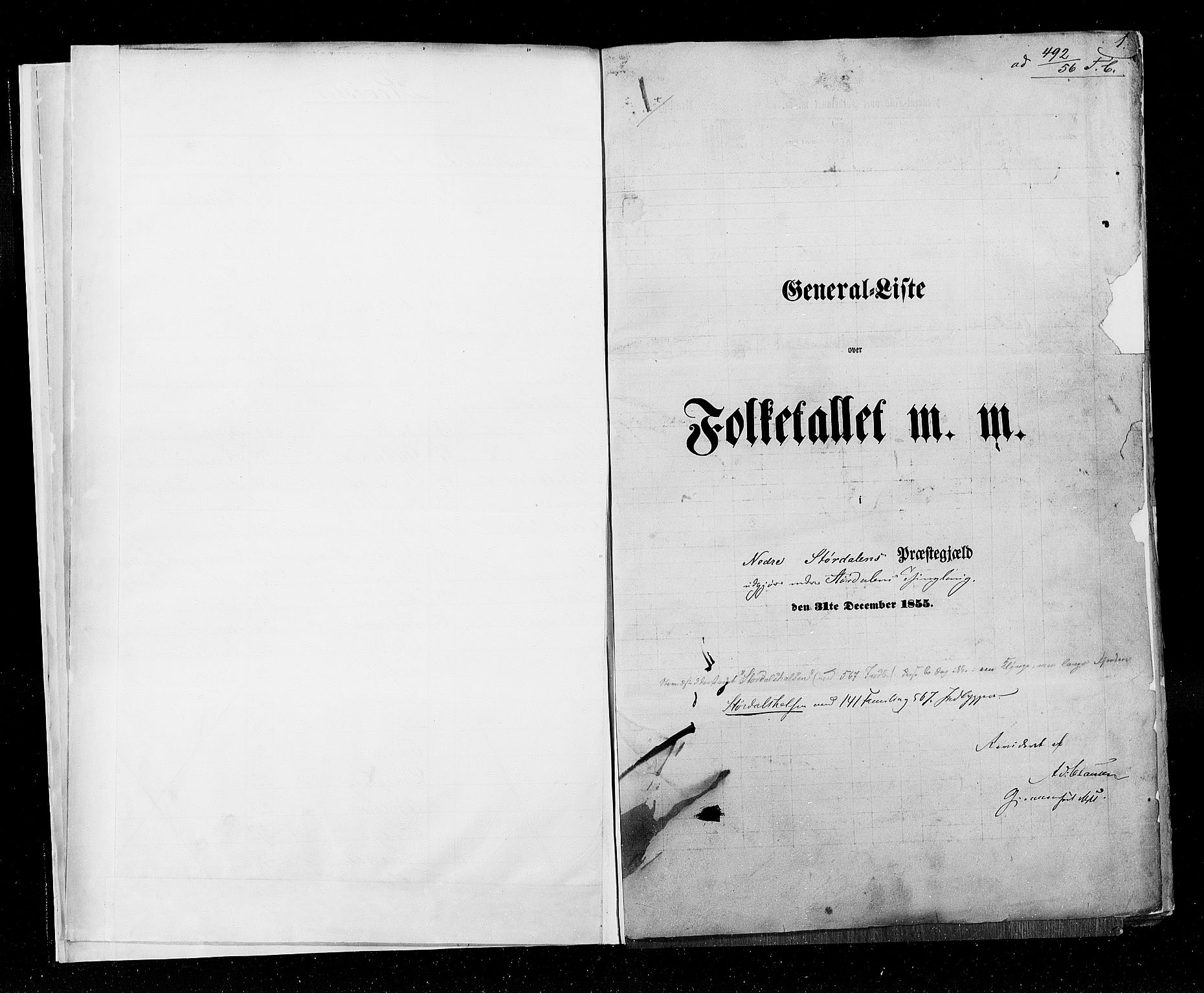 RA, Census 1855, vol. 6A: Nordre Trondhjem amt og Nordland amt, 1855, p. 1