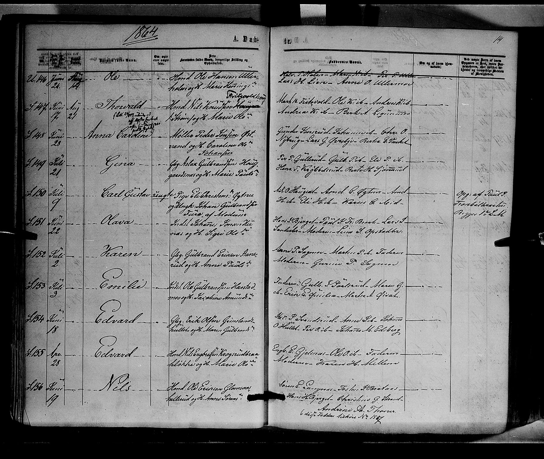 Sør-Odal prestekontor, AV/SAH-PREST-030/H/Ha/Haa/L0003: Parish register (official) no. 3, 1864-1870, p. 14