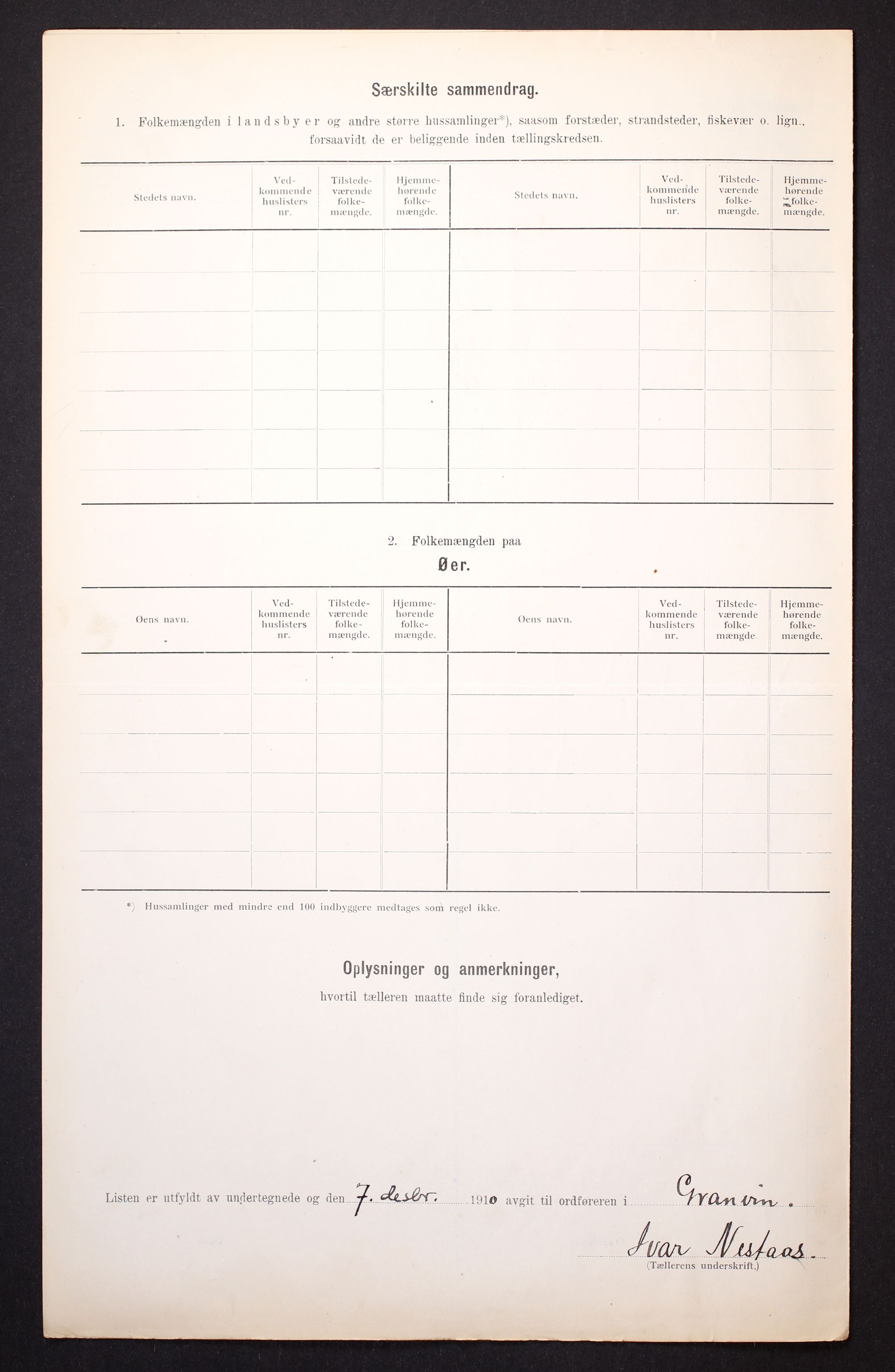 RA, 1910 census for Granvin, 1910, p. 9