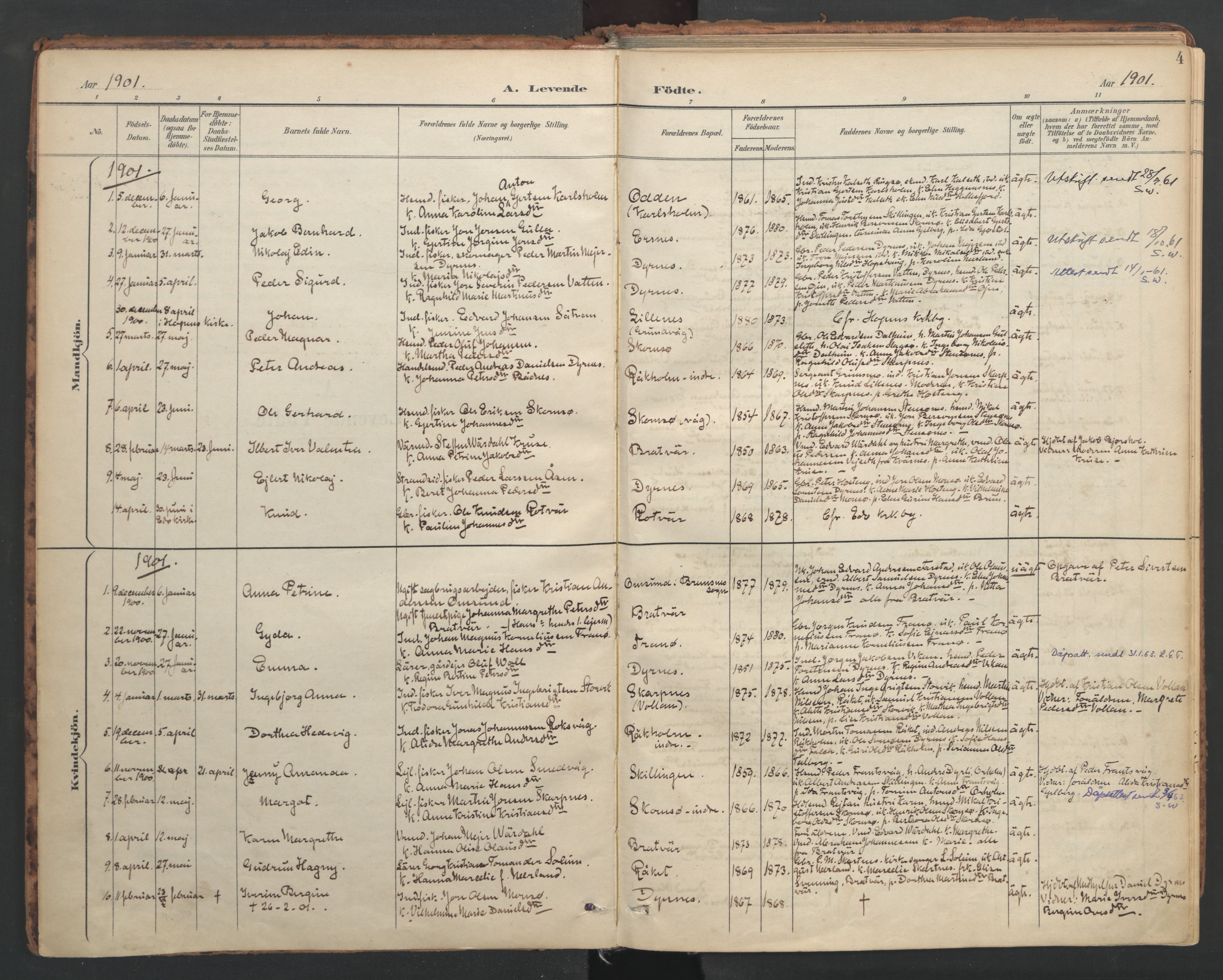 Ministerialprotokoller, klokkerbøker og fødselsregistre - Møre og Romsdal, SAT/A-1454/582/L0948: Parish register (official) no. 582A02, 1901-1922, p. 4