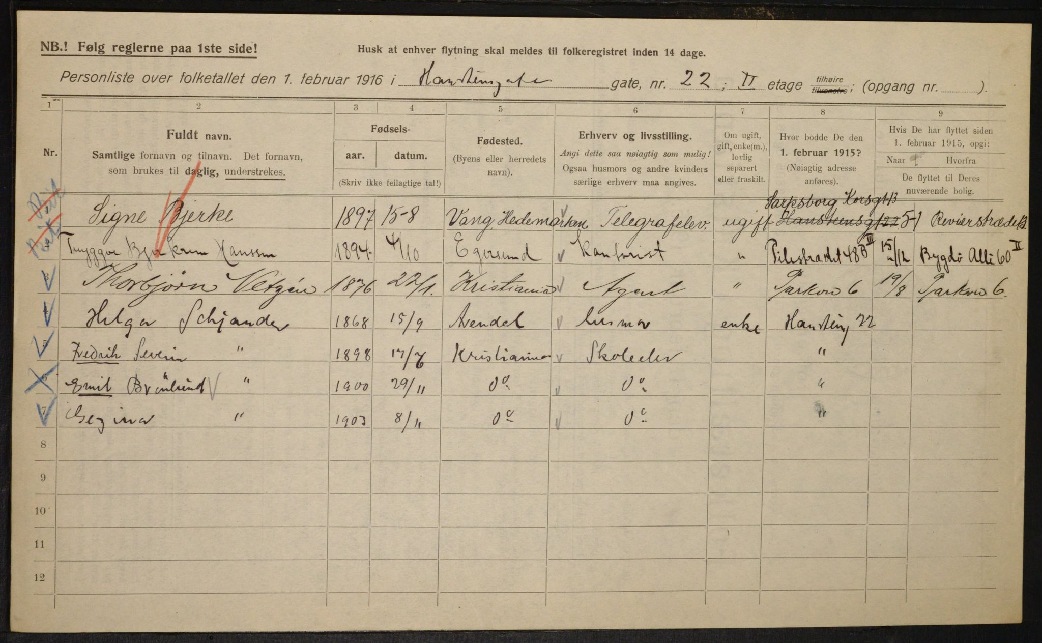 OBA, Municipal Census 1916 for Kristiania, 1916, p. 35623