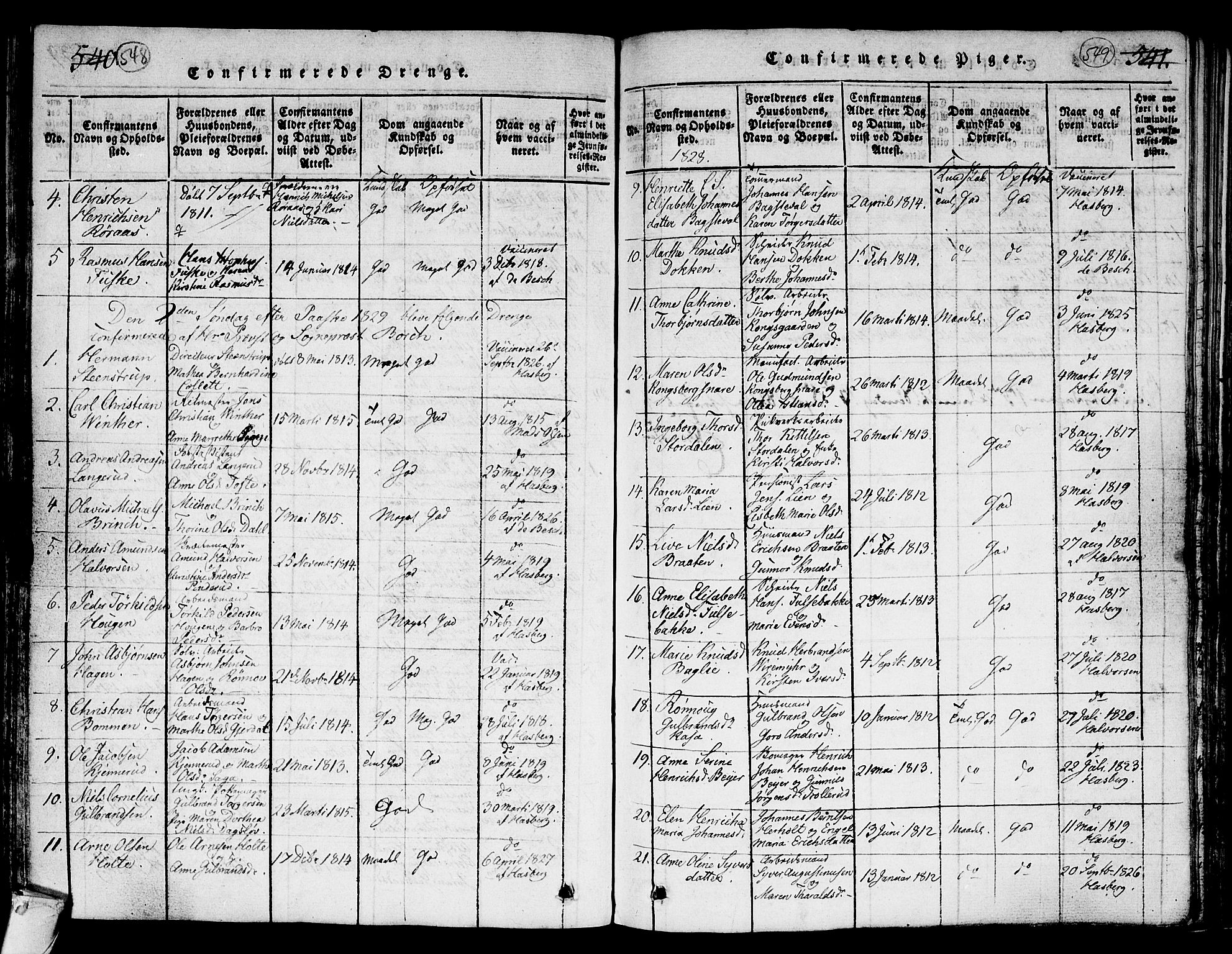 Kongsberg kirkebøker, AV/SAKO-A-22/G/Ga/L0001: Parish register (copy) no. 1, 1816-1839, p. 548-549