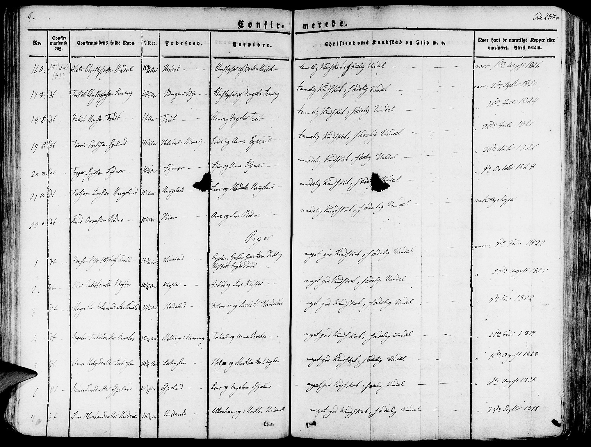 Fjelberg sokneprestembete, AV/SAB-A-75201/H/Haa: Parish register (official) no. A 5, 1822-1834, p. 237