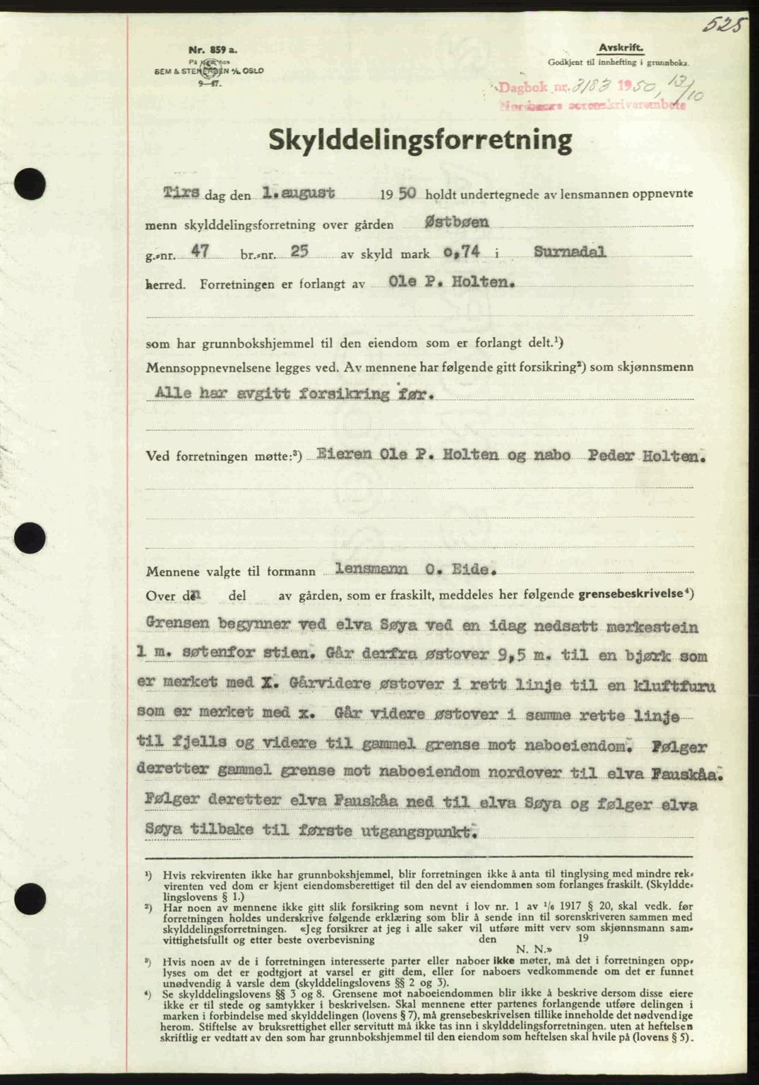 Nordmøre sorenskriveri, AV/SAT-A-4132/1/2/2Ca: Mortgage book no. A116, 1950-1950, Diary no: : 3183/1950