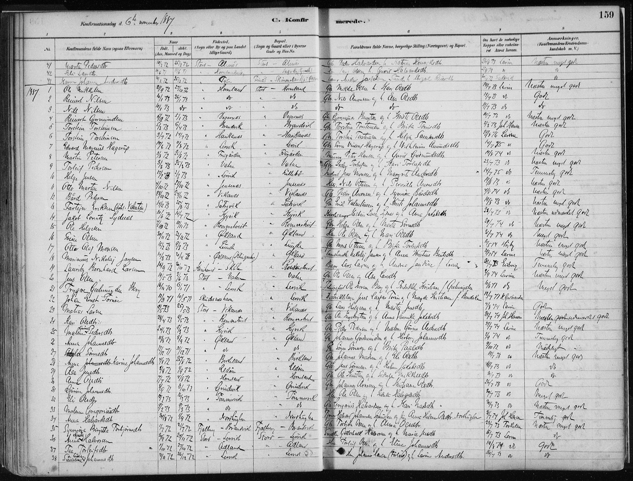 Stord sokneprestembete, SAB/A-78201/H/Haa: Parish register (official) no. B 2, 1878-1913, p. 159