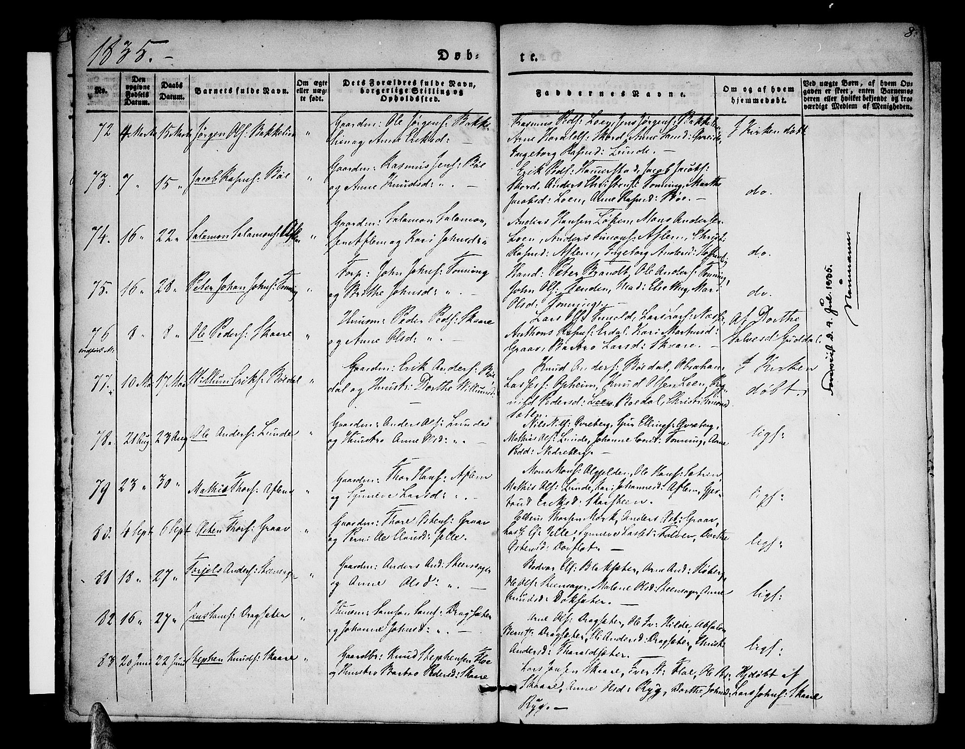 Stryn Sokneprestembete, AV/SAB-A-82501: Parish register (official) no. A 1, 1832-1845, p. 8