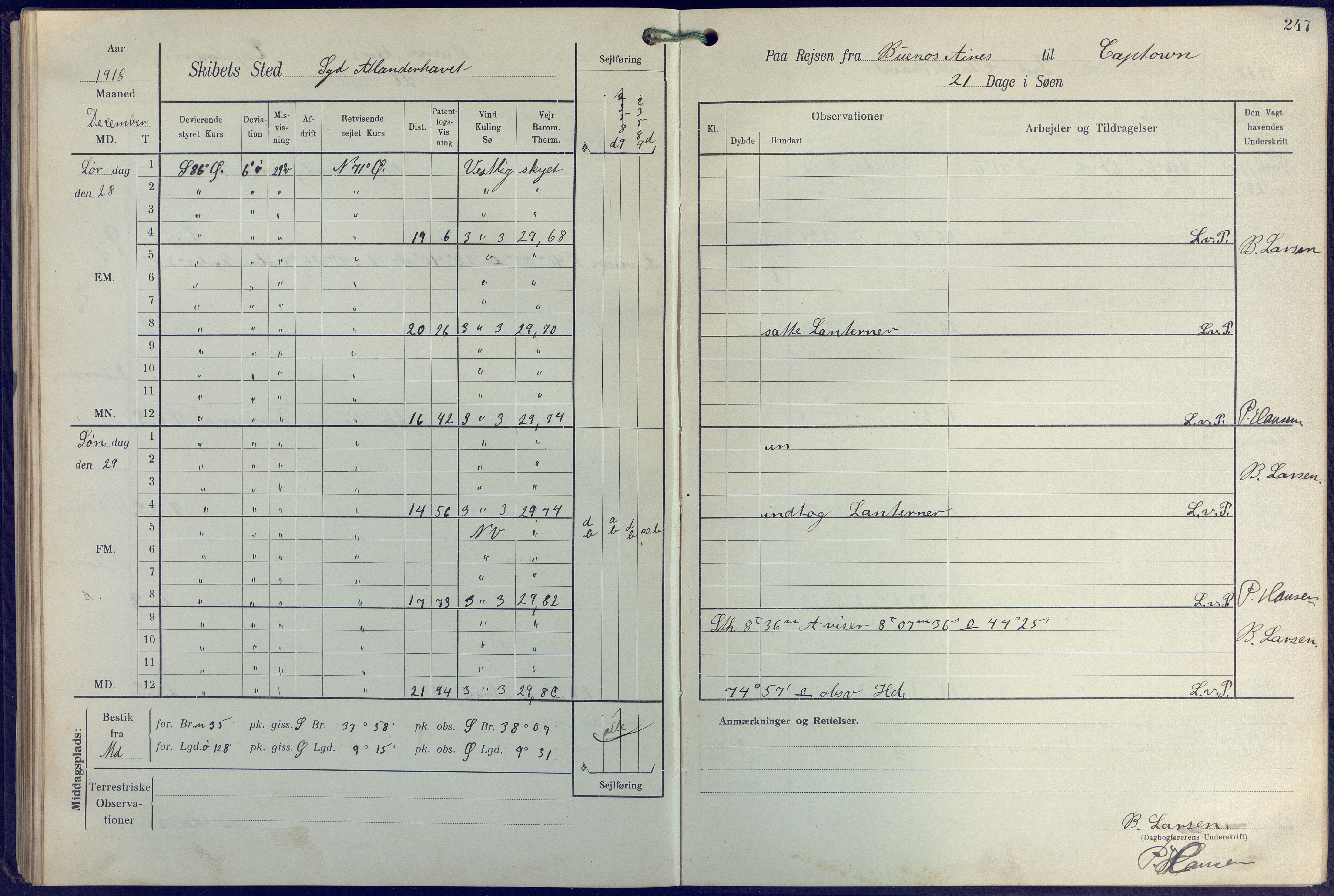 Fartøysarkivet, AAKS/PA-1934/F/L0271: Pehr Ugland (bark), 1917-1919, p. 247