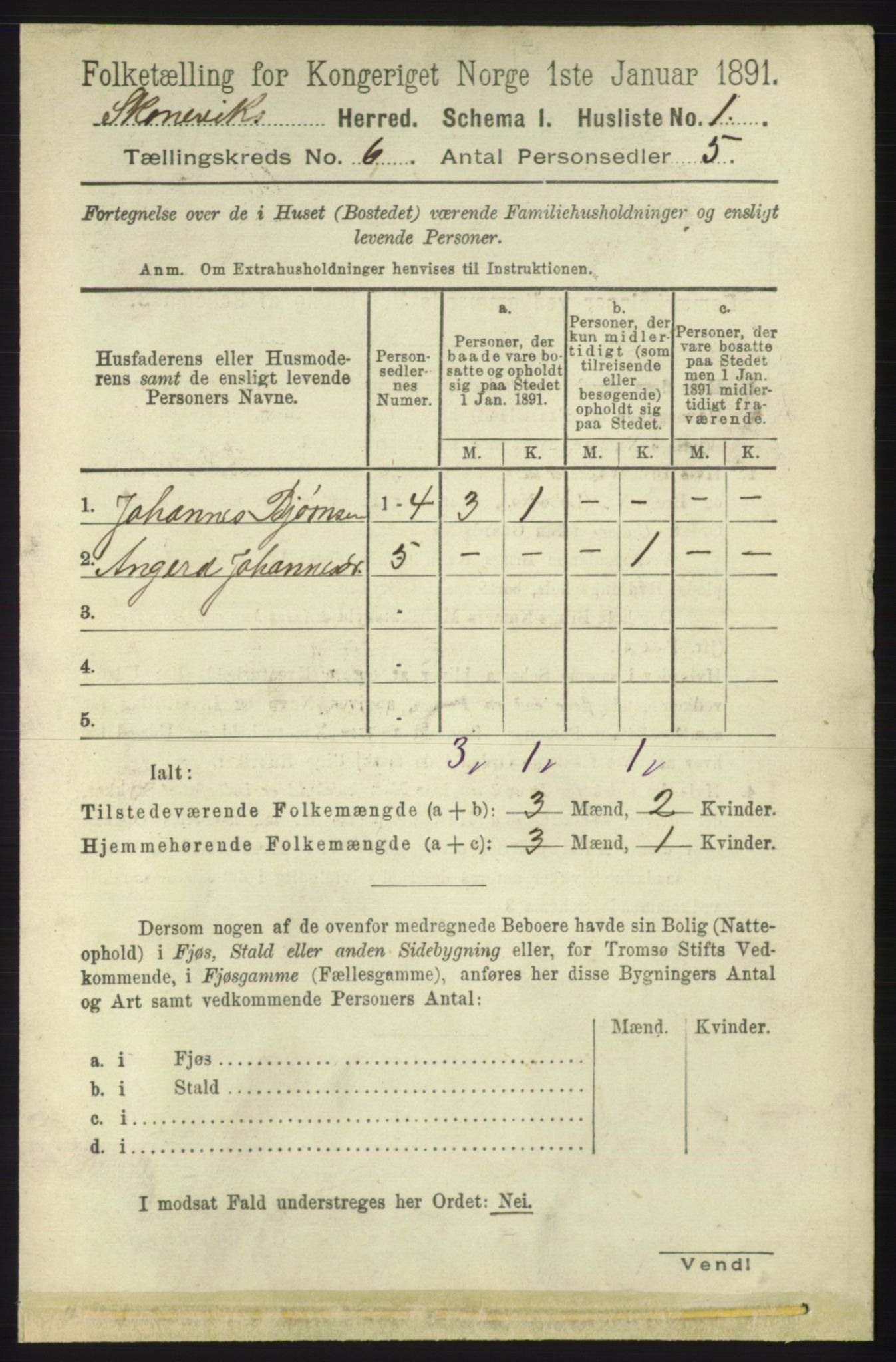 RA, 1891 census for 1212 Skånevik, 1891, p. 1482