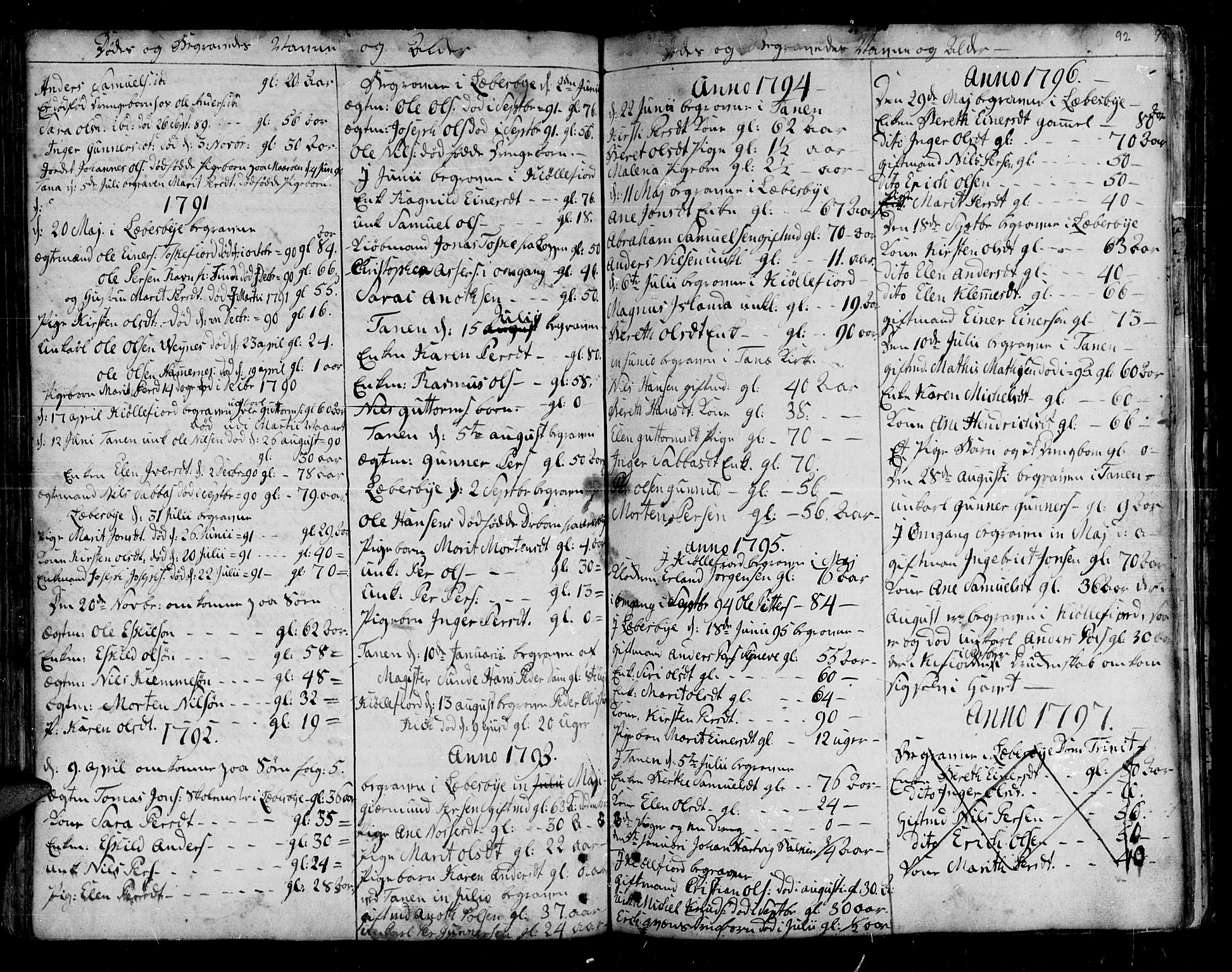 Lebesby sokneprestkontor, SATØ/S-1353/H/Ha/L0001kirke: Parish register (official) no. 1, 1751-1816, p. 92
