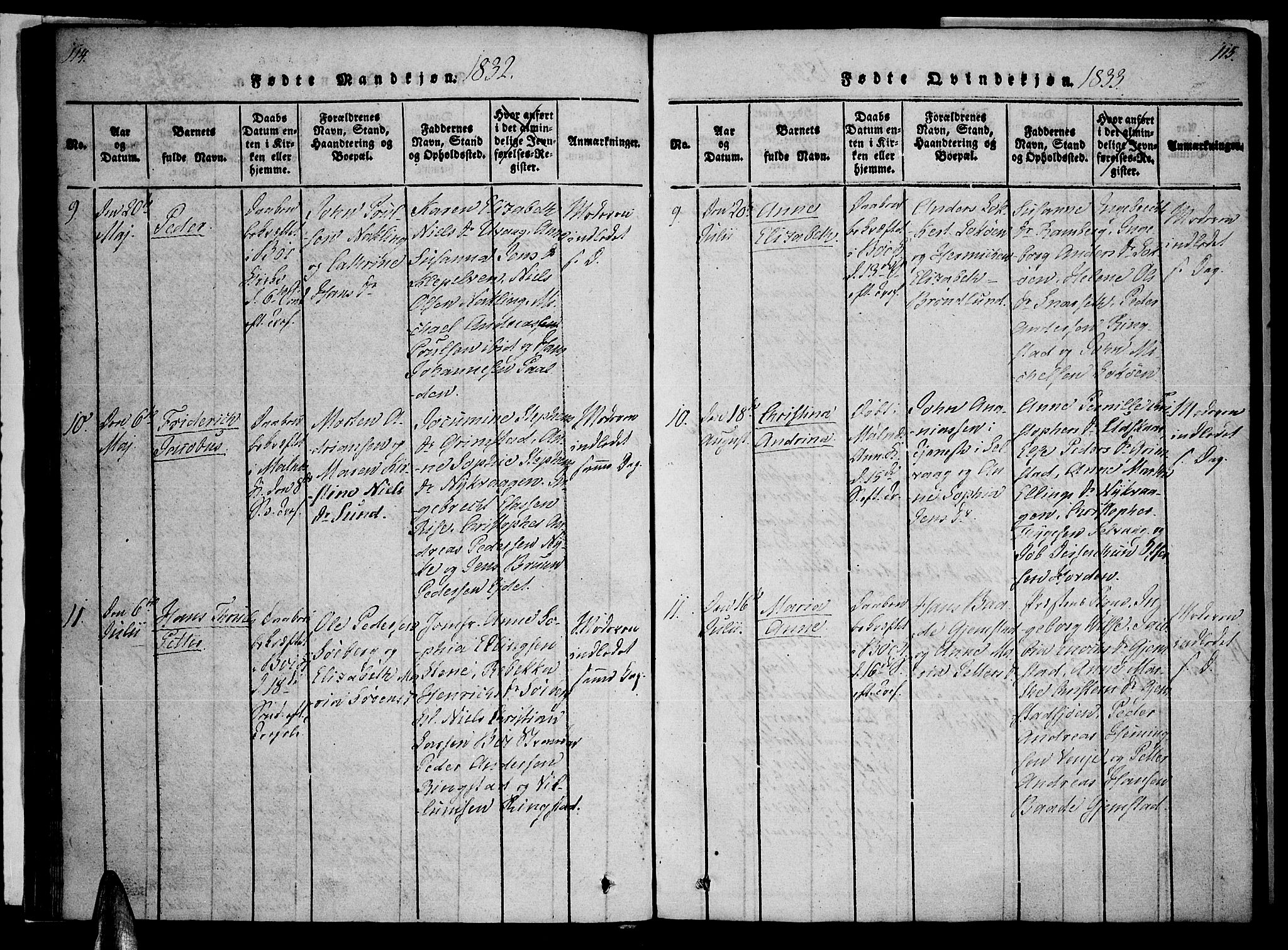 Ministerialprotokoller, klokkerbøker og fødselsregistre - Nordland, SAT/A-1459/891/L1298: Parish register (official) no. 891A03, 1820-1840, p. 114-115