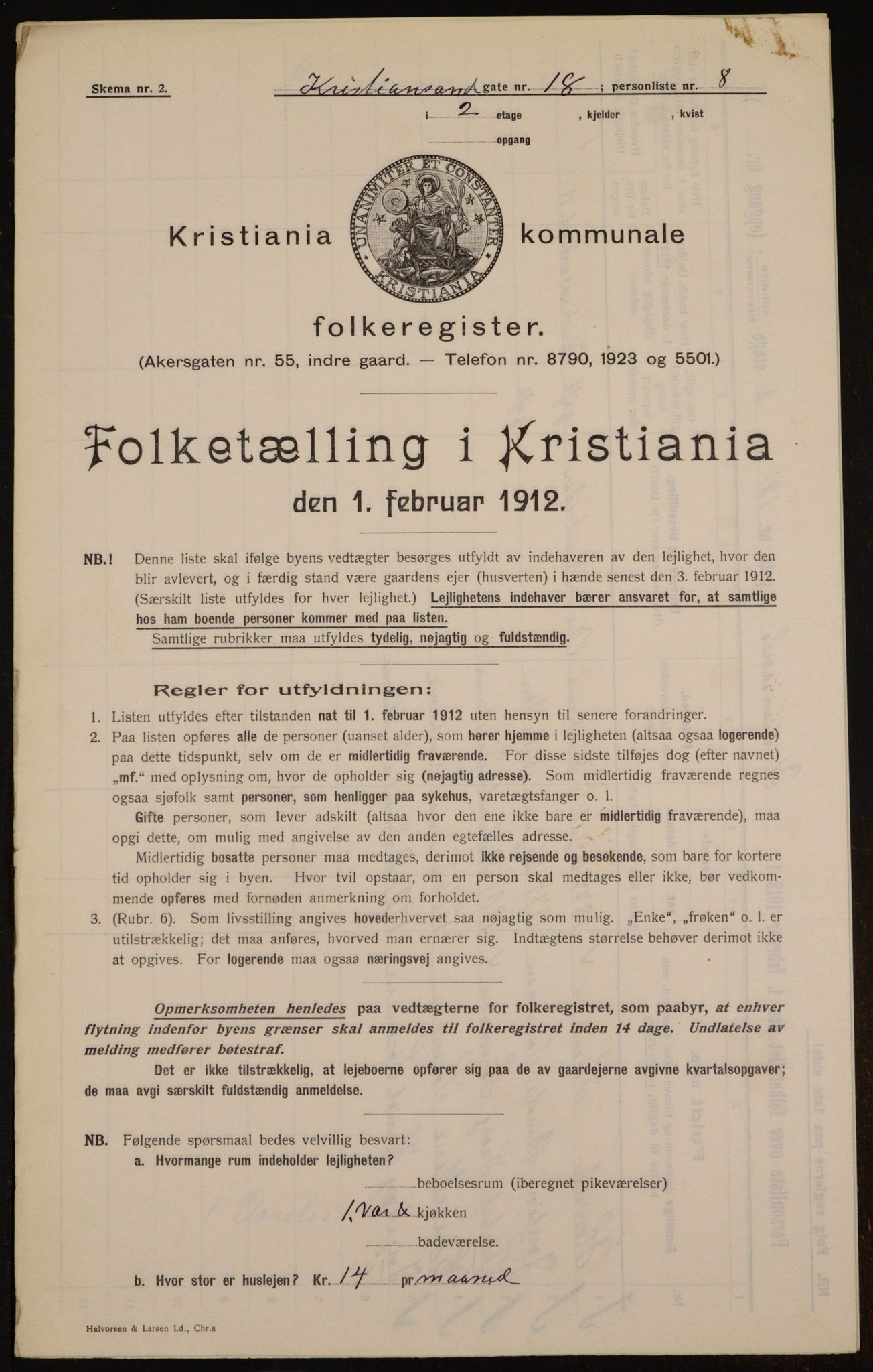 OBA, Municipal Census 1912 for Kristiania, 1912, p. 54726