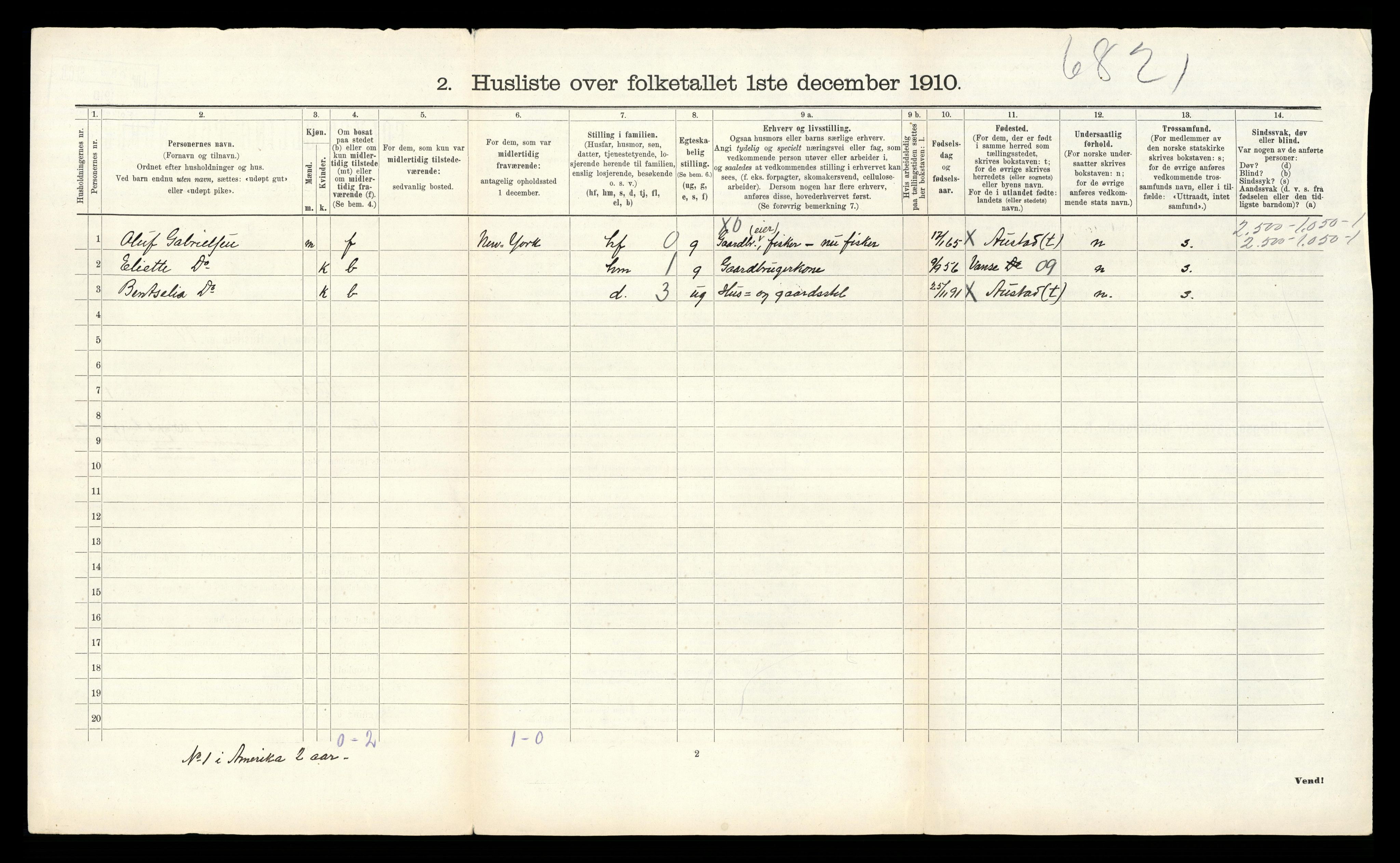 RA, 1910 census for Austad, 1910, p. 207