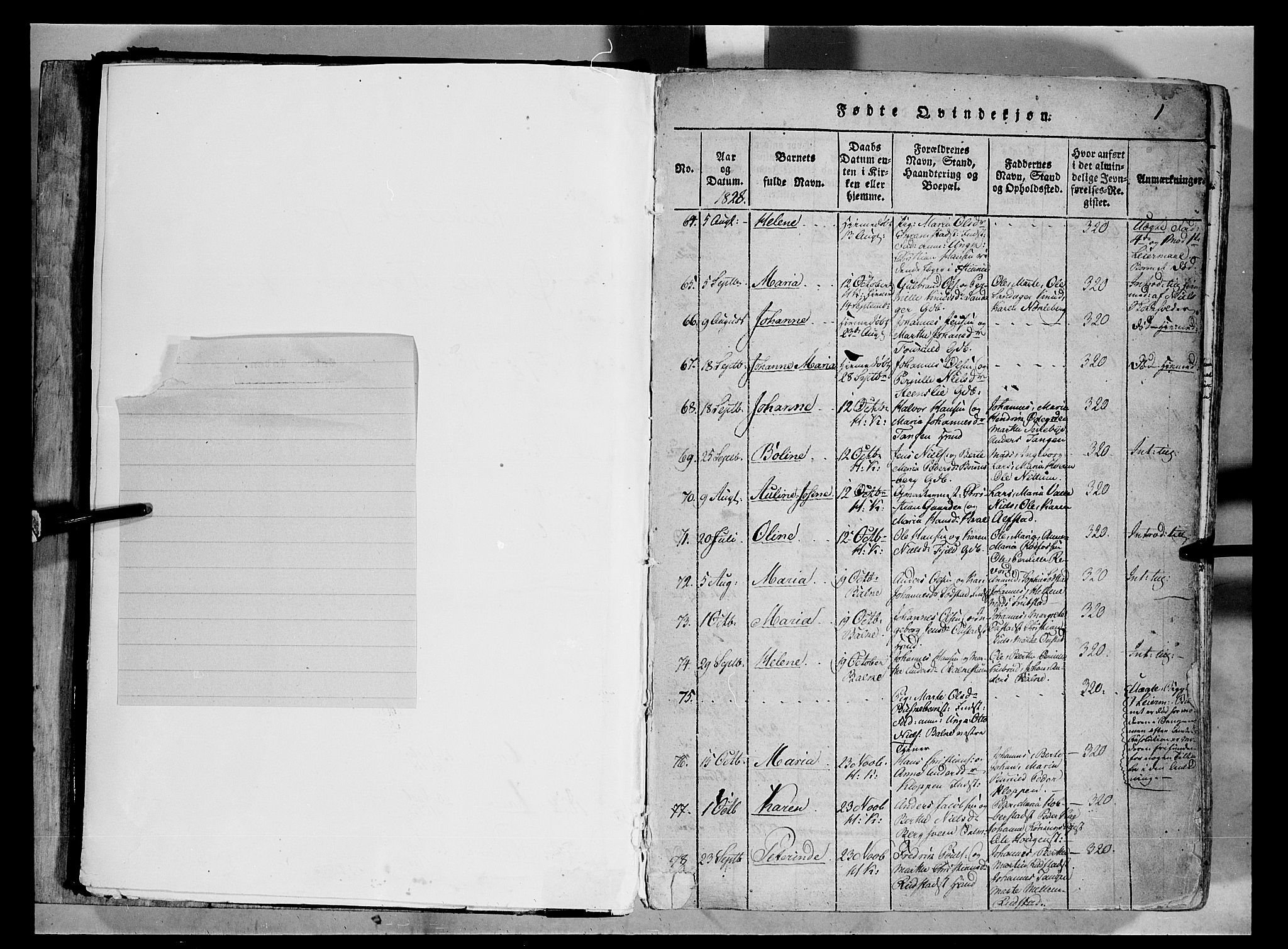 Østre Toten prestekontor, SAH/PREST-104/H/Ha/Haa/L0001: Parish register (official) no. 1, 1828-1839, p. 1