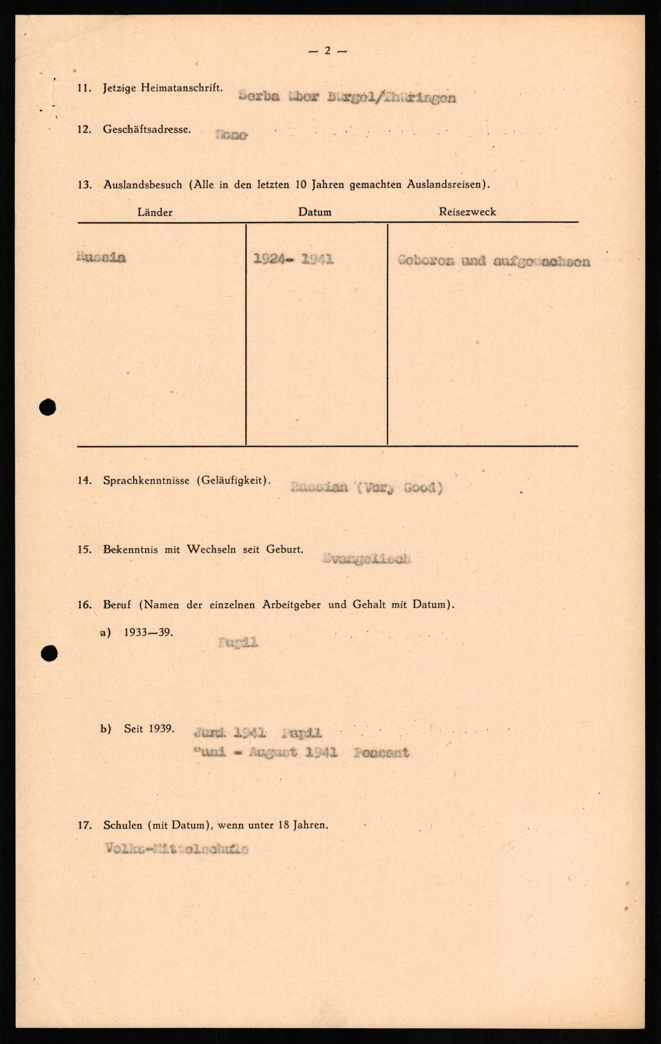 Forsvaret, Forsvarets overkommando II, AV/RA-RAFA-3915/D/Db/L0020: CI Questionaires. Tyske okkupasjonsstyrker i Norge. Tyskere., 1945-1946, p. 511