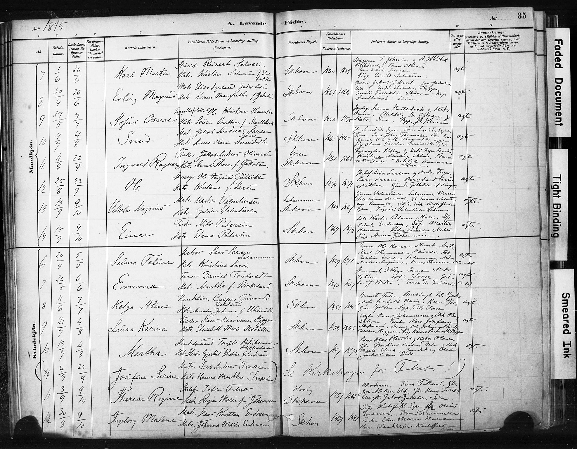 Skudenes sokneprestkontor, AV/SAST-A -101849/H/Ha/Haa/L0008: Parish register (official) no. A 5, 1882-1912, p. 35