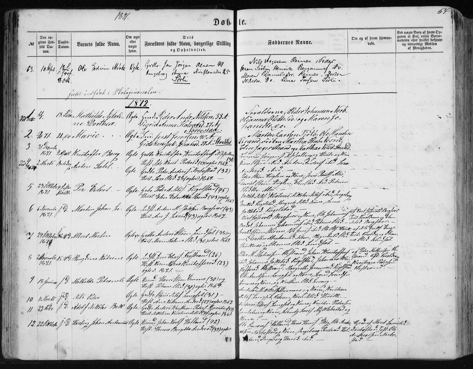 Ministerialprotokoller, klokkerbøker og fødselsregistre - Nordland, SAT/A-1459/838/L0556: Parish register (copy) no. 838C03, 1861-1893, p. 64