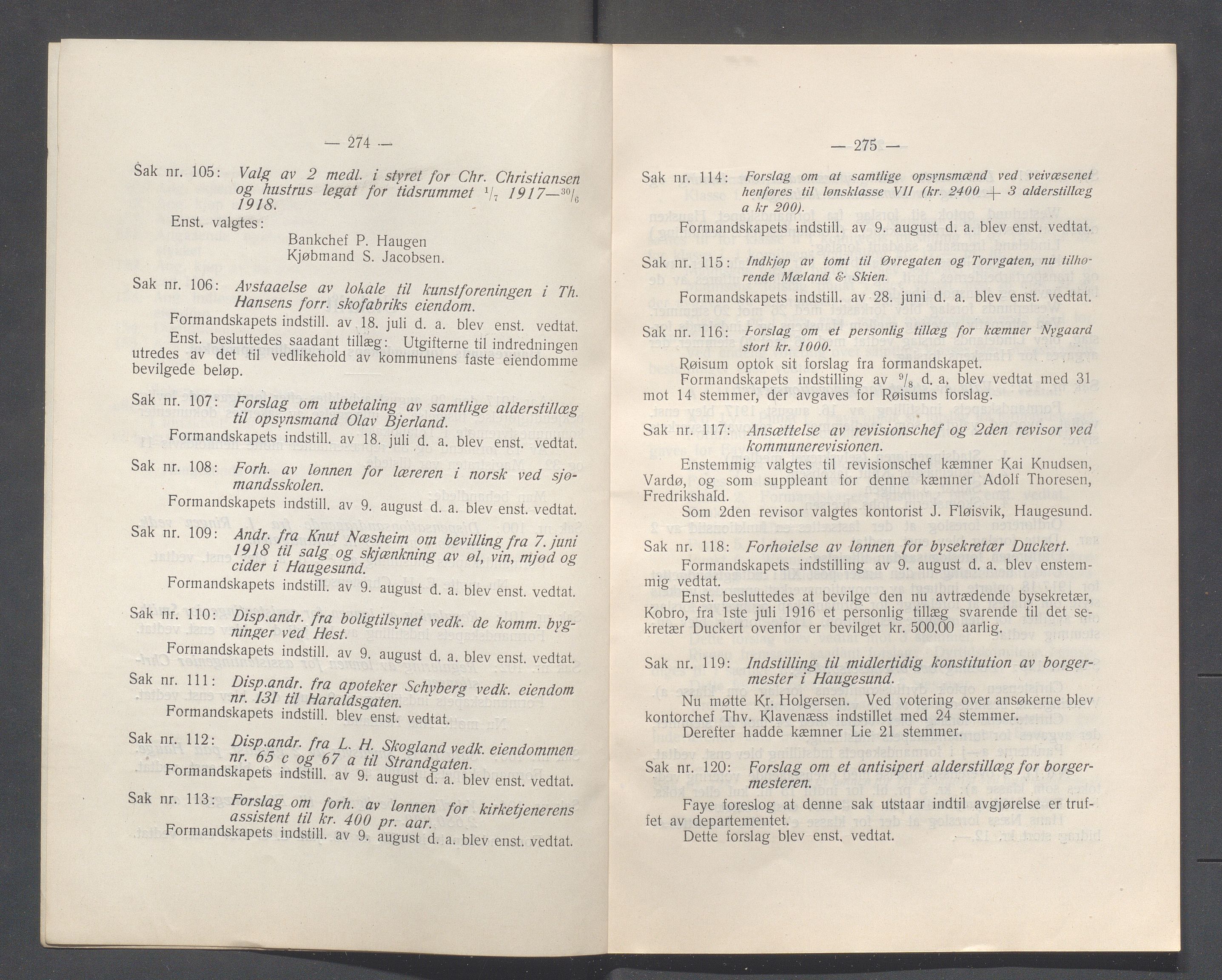 Haugesund kommune - Formannskapet og Bystyret, IKAR/A-740/A/Abb/L0002: Bystyreforhandlinger, 1908-1917, p. 1152