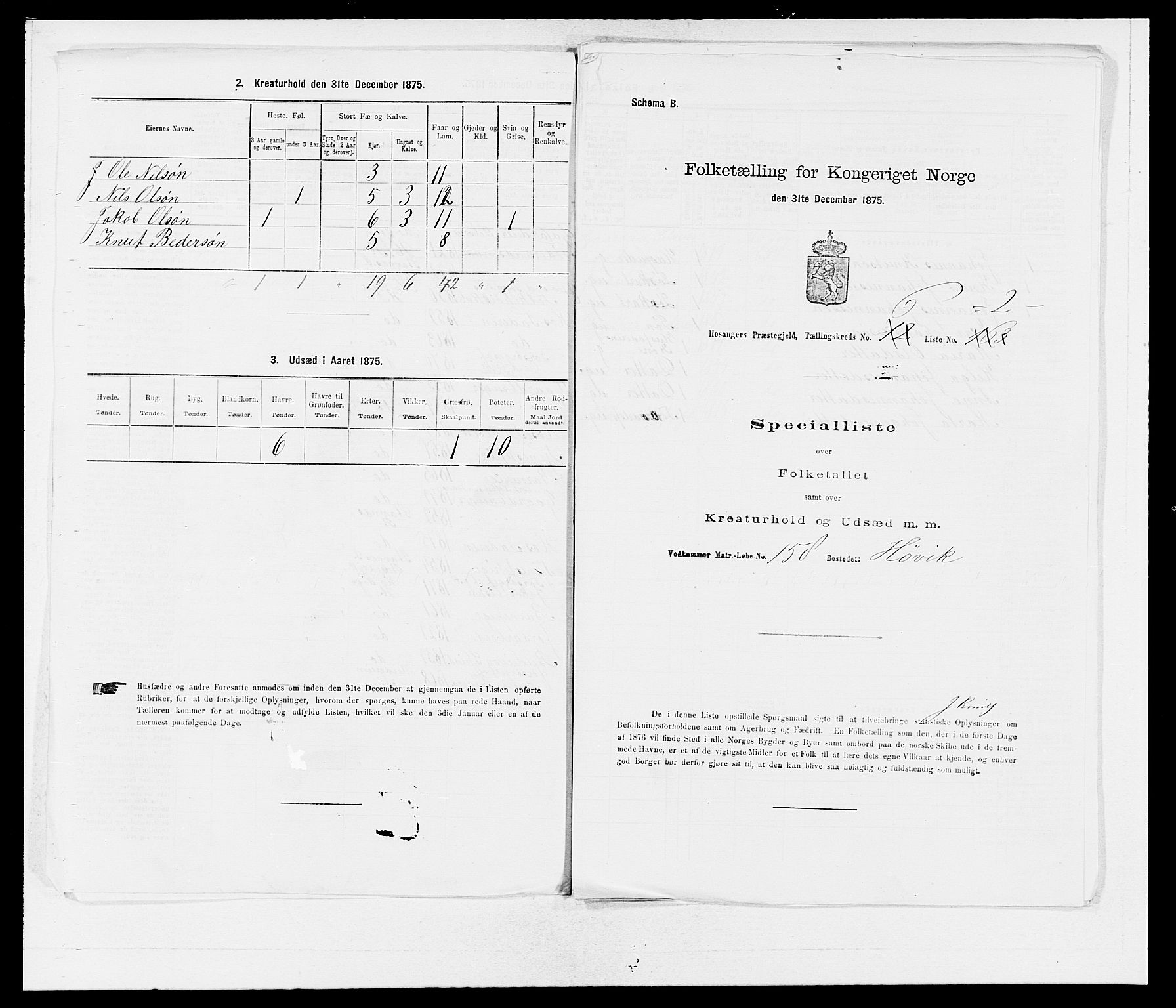 SAB, 1875 census for 1253P Hosanger, 1875, p. 503