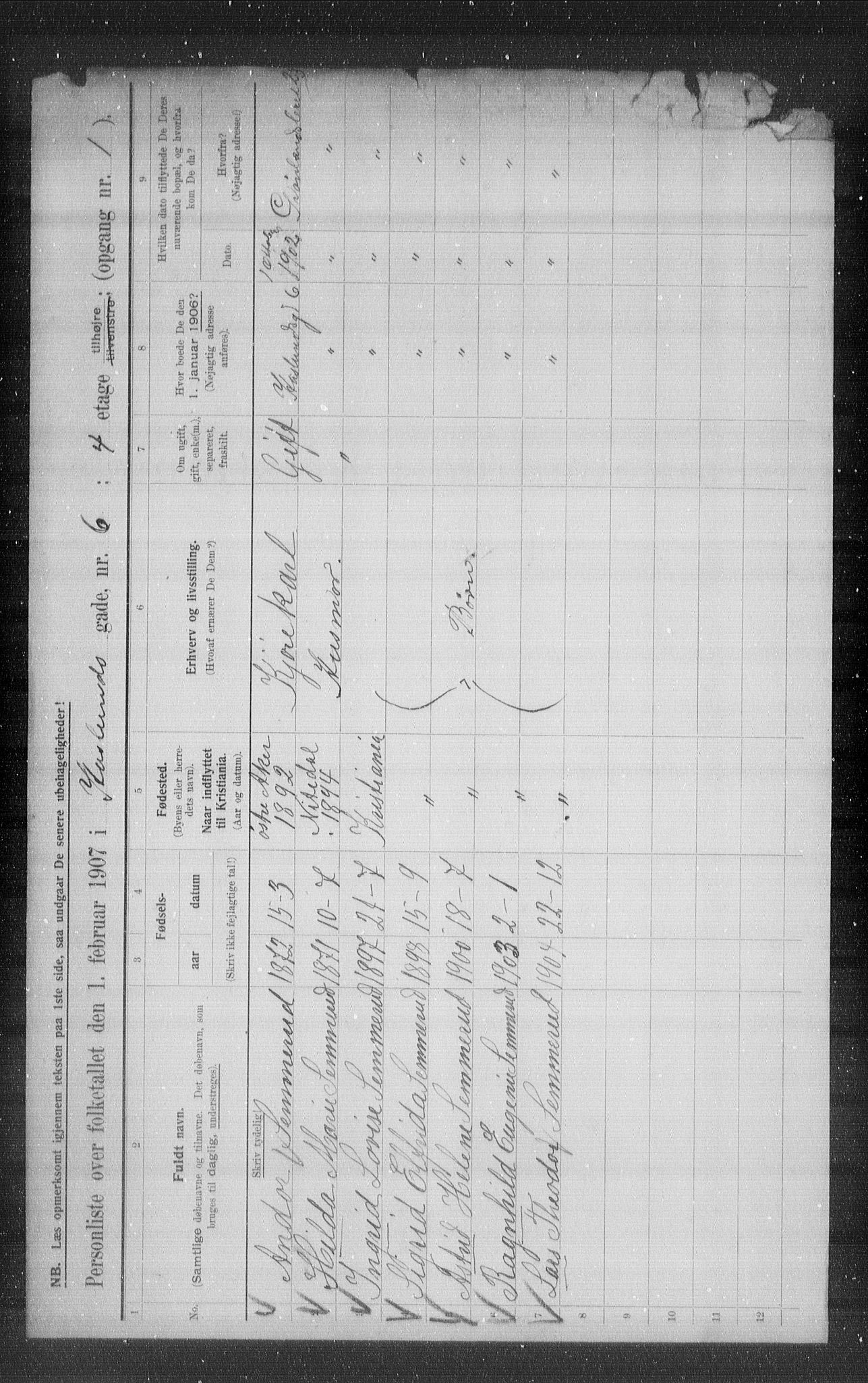 OBA, Municipal Census 1907 for Kristiania, 1907, p. 18140