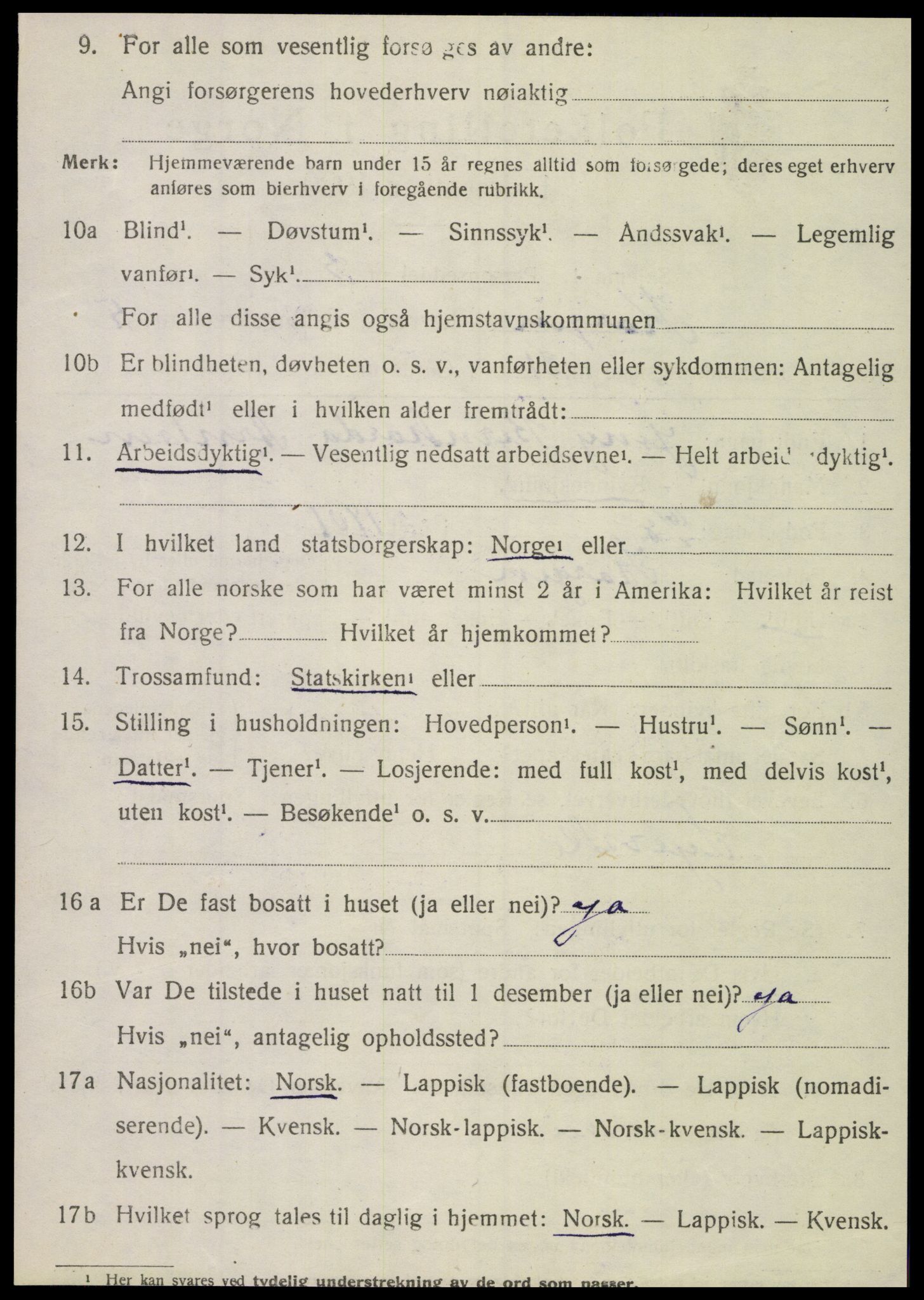 SAT, 1920 census for Korgen, 1920, p. 2393