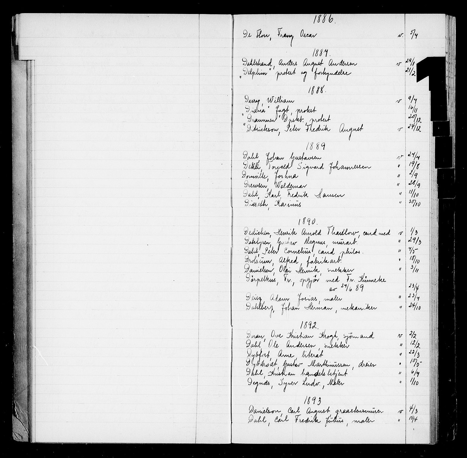 Oslo byfogd avd. I, AV/SAO-A-10220/L/La/L0001: Register - Vigsler og testamenter, 1886-1910, p. 22