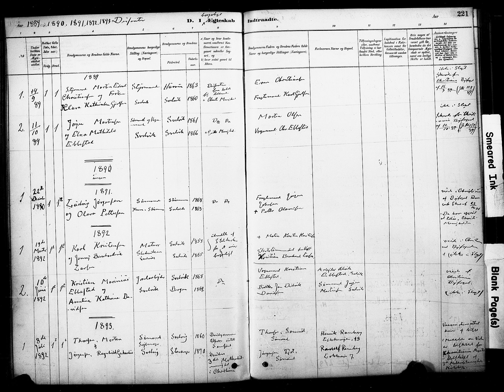 Strømm kirkebøker, AV/SAKO-A-322/F/Fb/L0001: Parish register (official) no. II 1, 1878-1899, p. 221