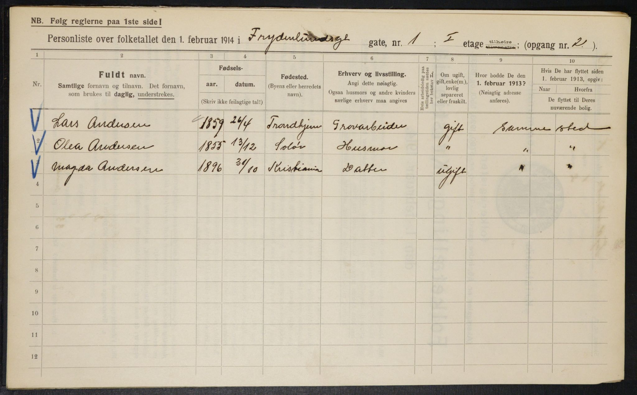 OBA, Municipal Census 1914 for Kristiania, 1914, p. 28160