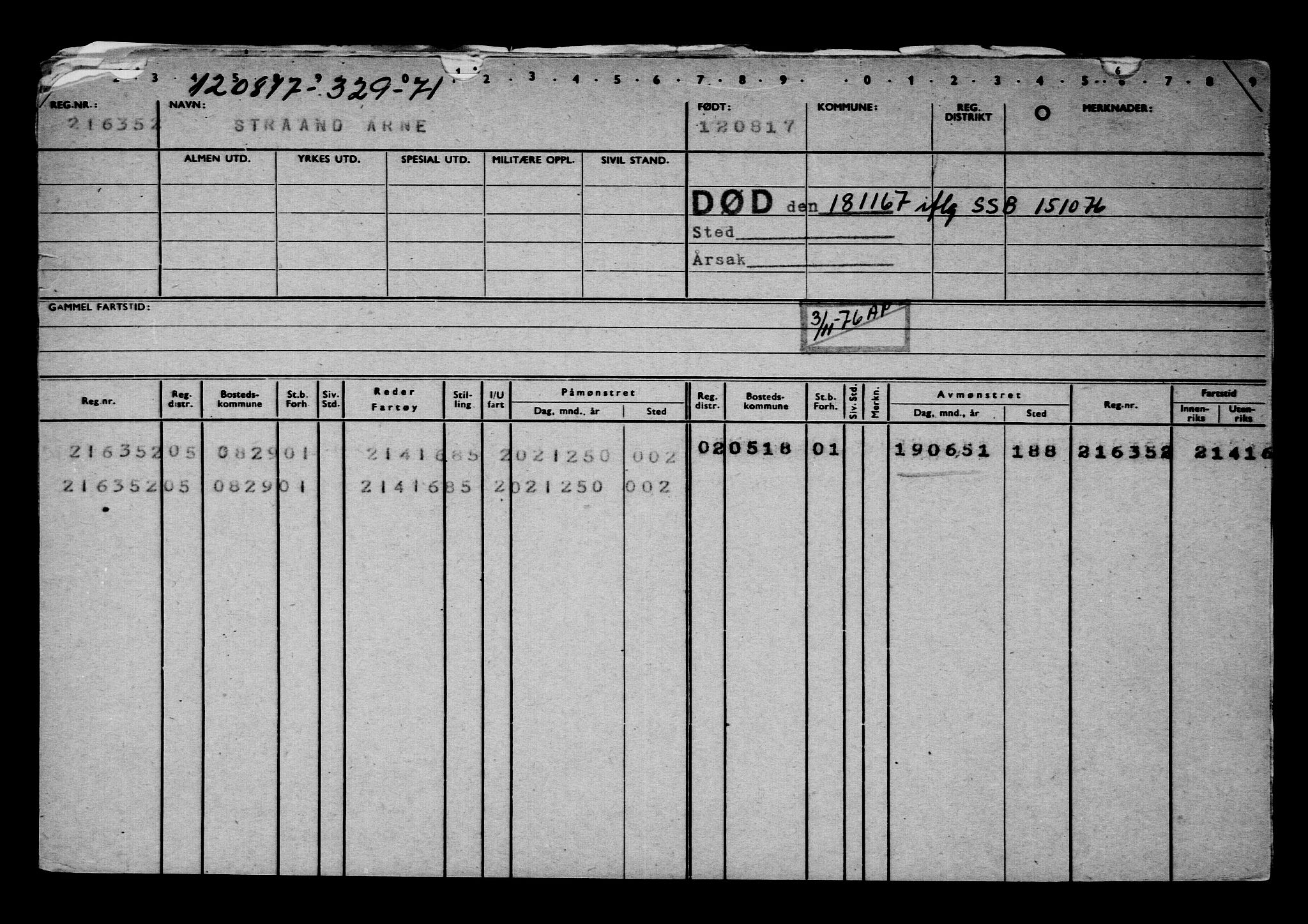 Direktoratet for sjømenn, AV/RA-S-3545/G/Gb/L0150: Hovedkort, 1917, p. 853