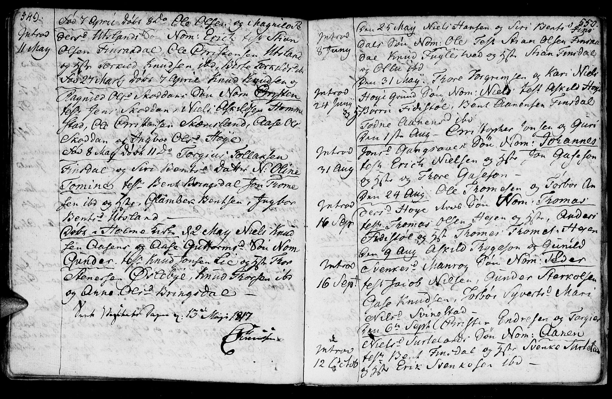 Holum sokneprestkontor, AV/SAK-1111-0022/F/Fa/Fac/L0001: Parish register (official) no. A 1, 1773-1820, p. 549-550