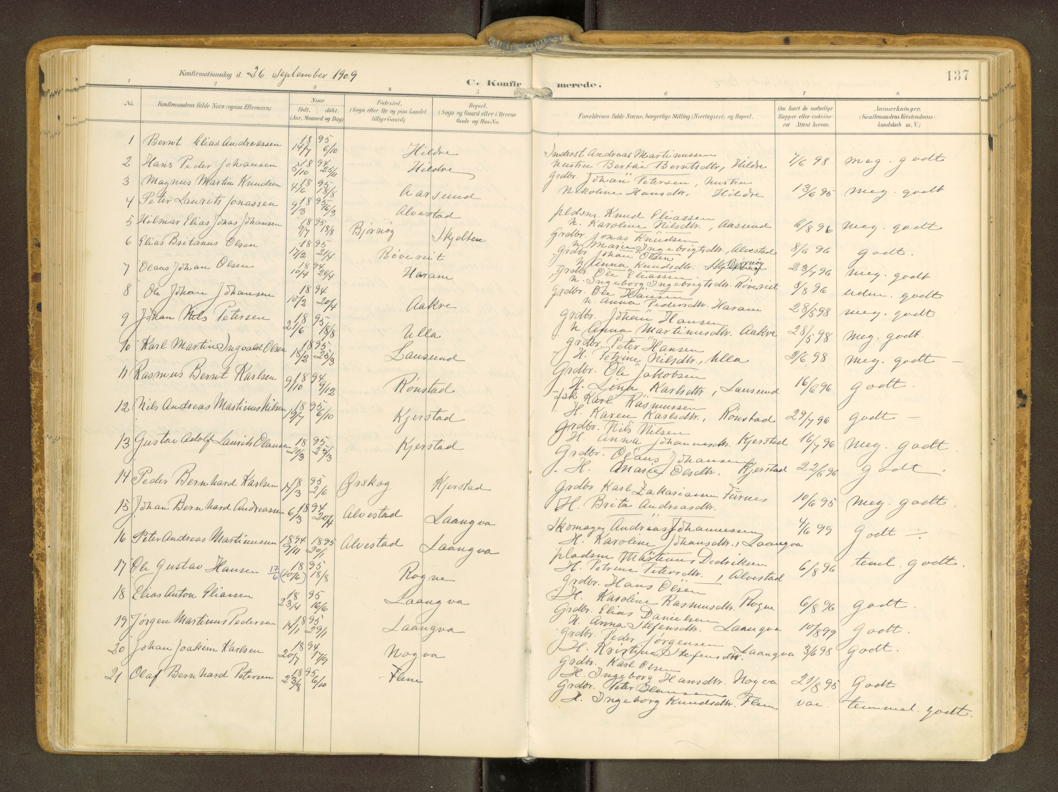 Ministerialprotokoller, klokkerbøker og fødselsregistre - Møre og Romsdal, SAT/A-1454/536/L0517: Parish register (official) no. 536A--, 1897-1917, p. 137