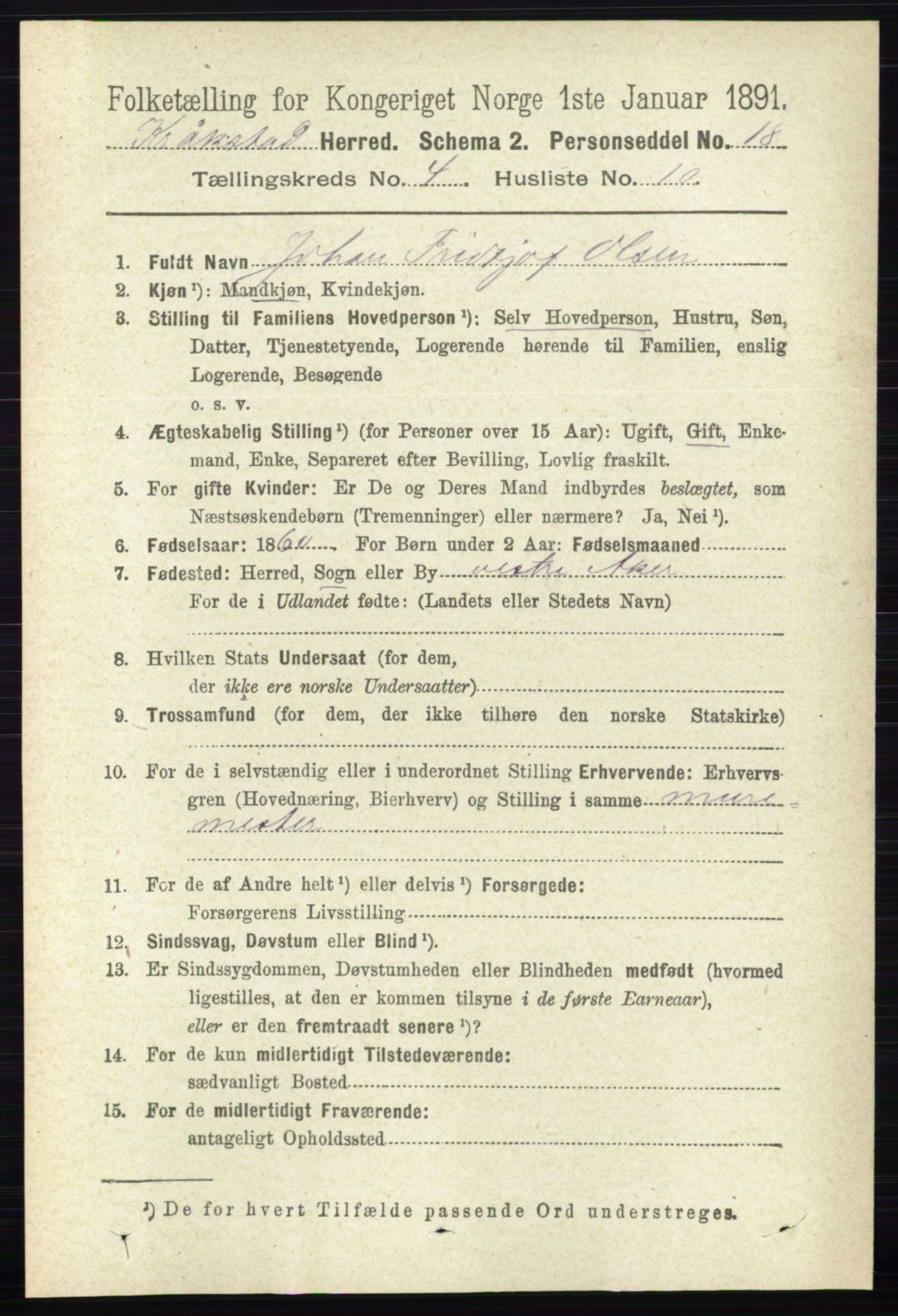 RA, 1891 census for 0212 Kråkstad, 1891, p. 1818