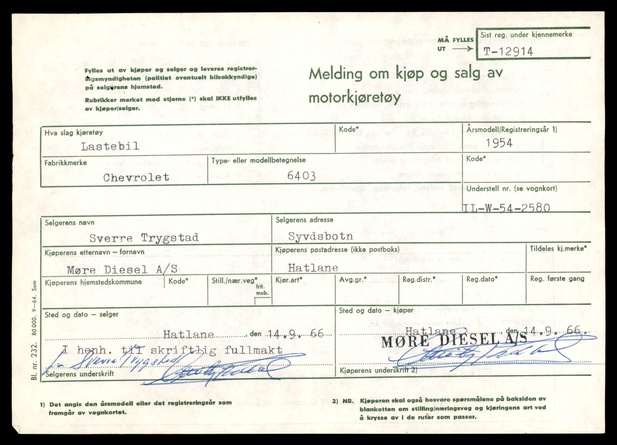 Møre og Romsdal vegkontor - Ålesund trafikkstasjon, AV/SAT-A-4099/F/Fe/L0036: Registreringskort for kjøretøy T 12831 - T 13030, 1927-1998, p. 1401