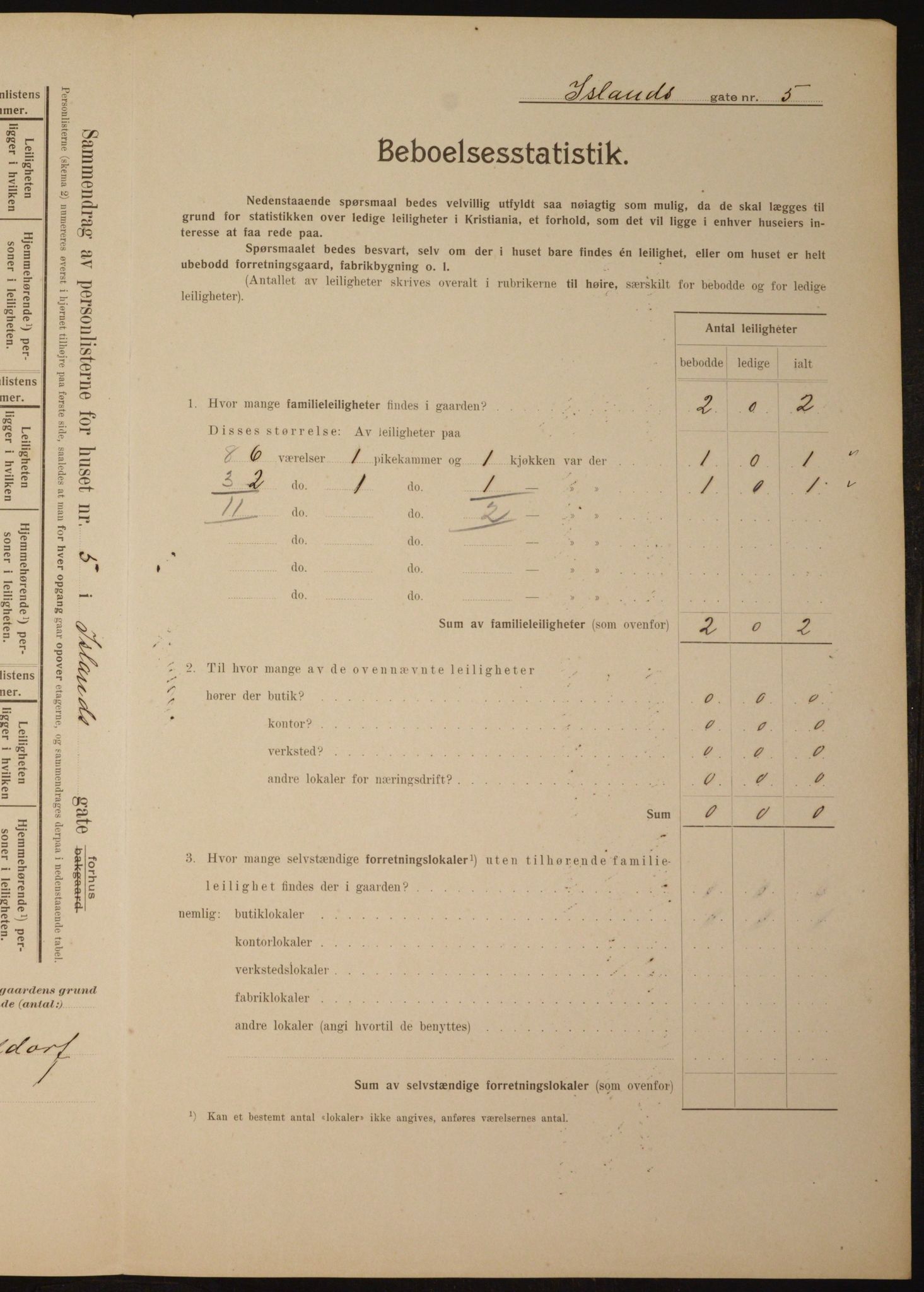 OBA, Municipal Census 1910 for Kristiania, 1910, p. 43403