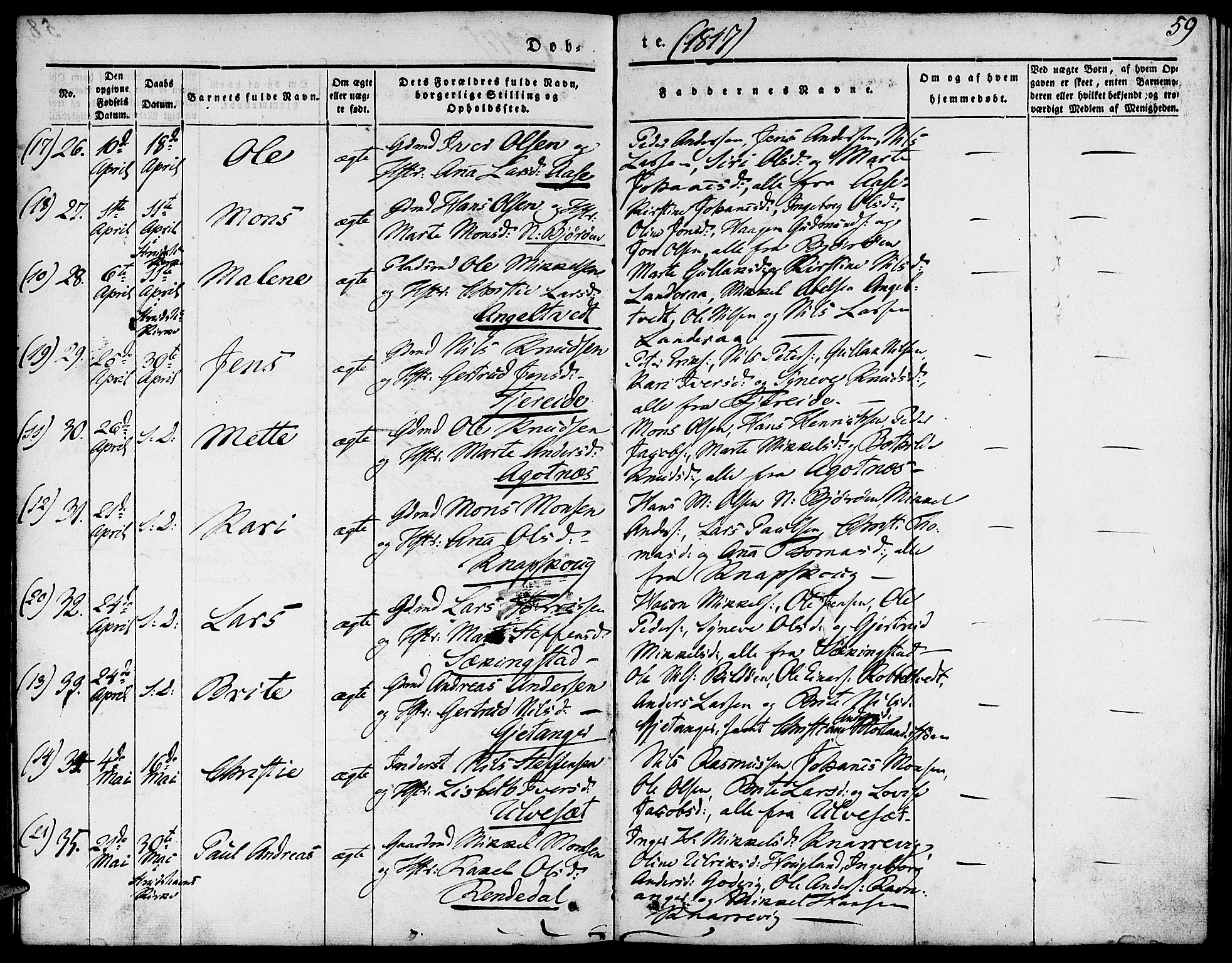 Fjell sokneprestembete, SAB/A-75301/H/Haa: Parish register (official) no. A 1, 1835-1850, p. 59