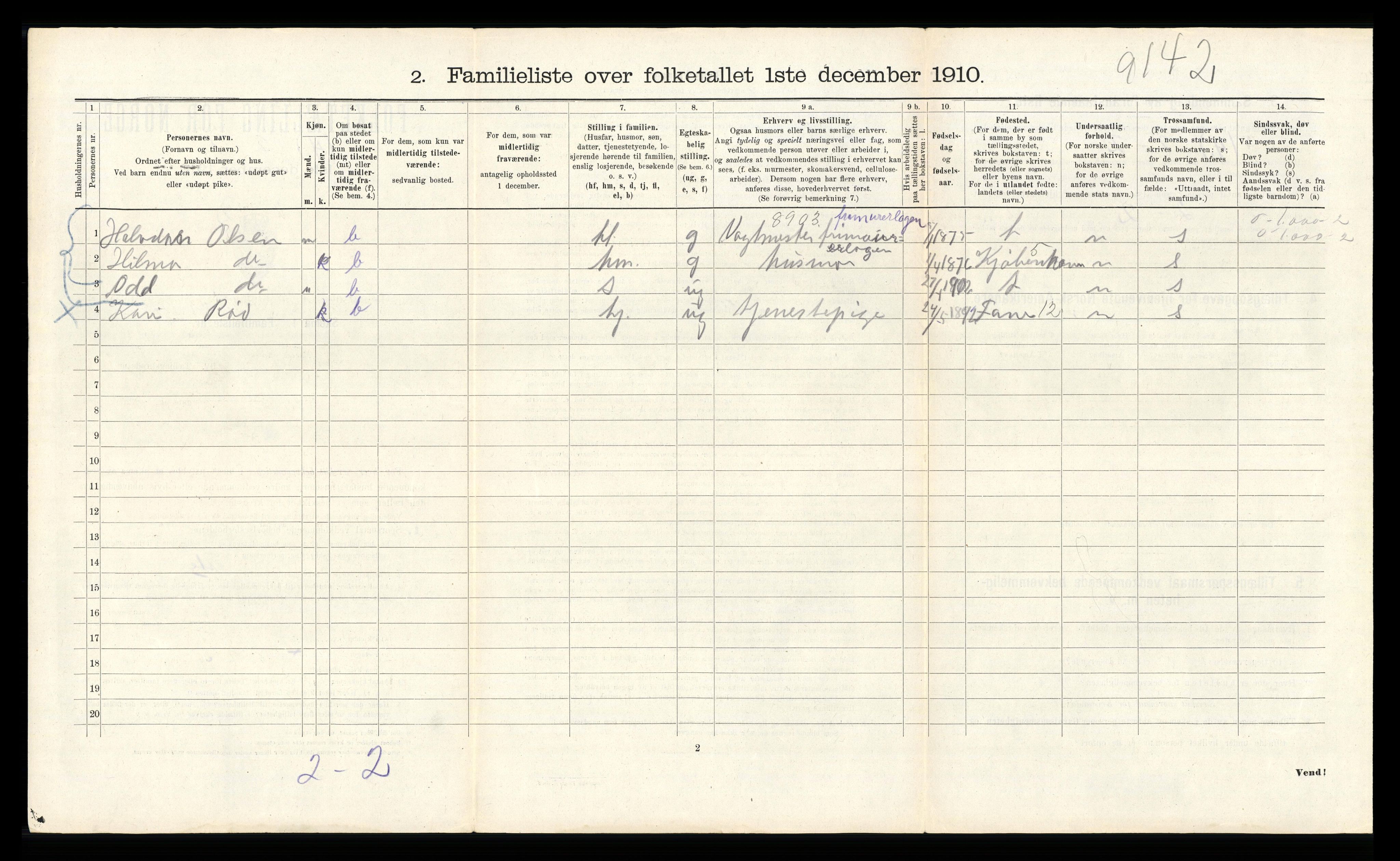 RA, 1910 census for Bergen, 1910, p. 23298