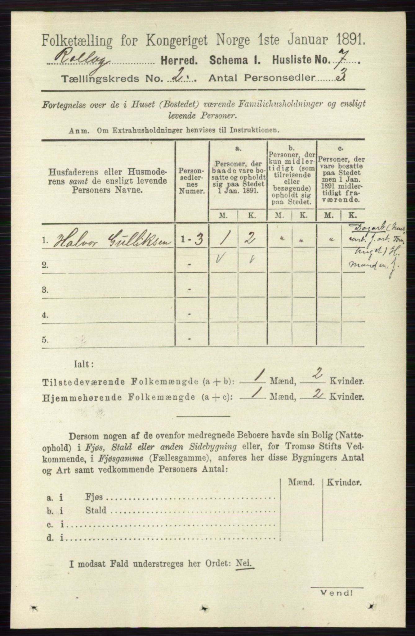 RA, 1891 census for 0632 Rollag, 1891, p. 423