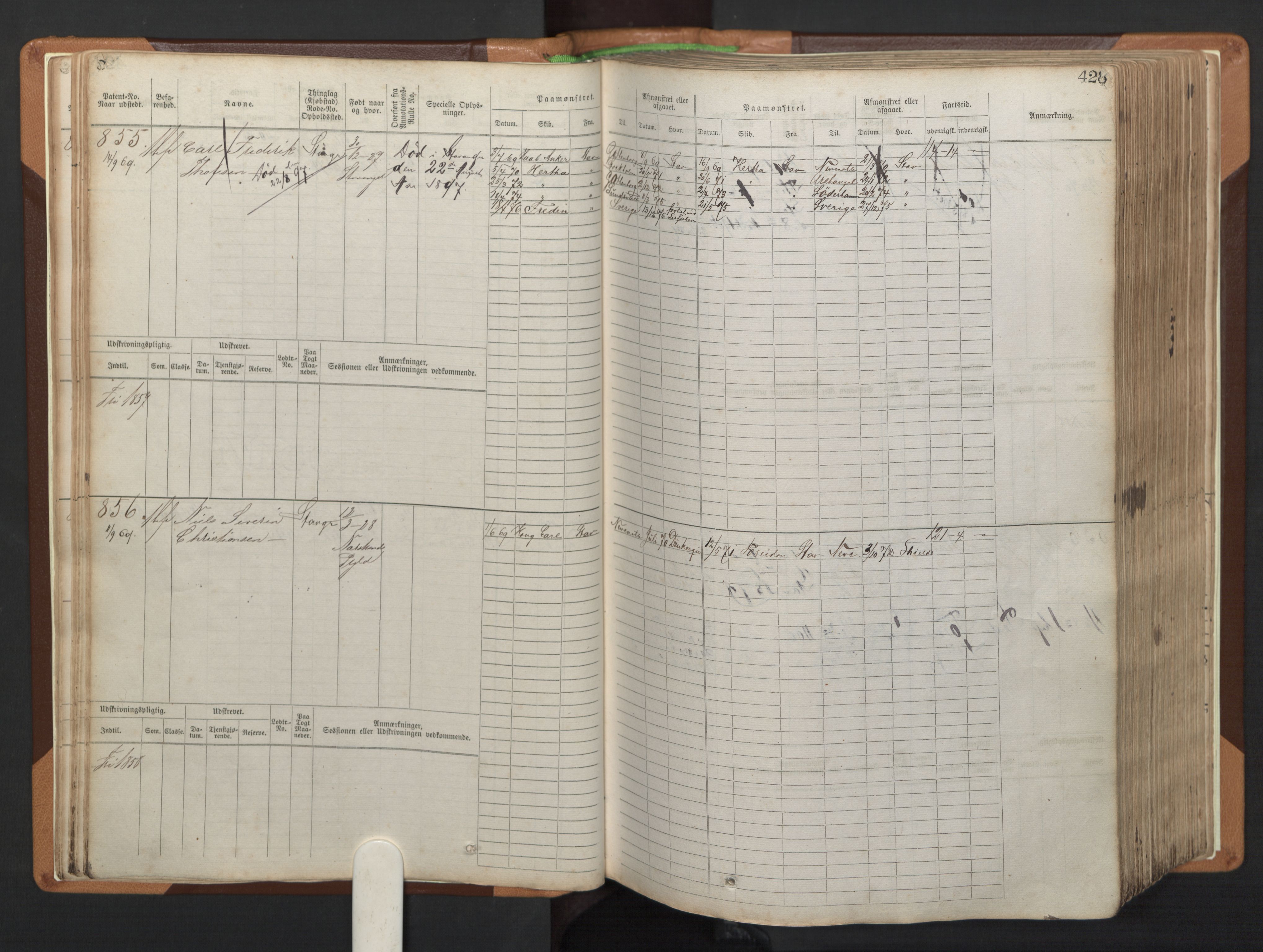 Stavanger sjømannskontor, SAST/A-102006/F/Fb/Fbb/L0005: Sjøfartshovedrulle, patentnr. 793-1606 (del 2), 1869-1880, p. 34