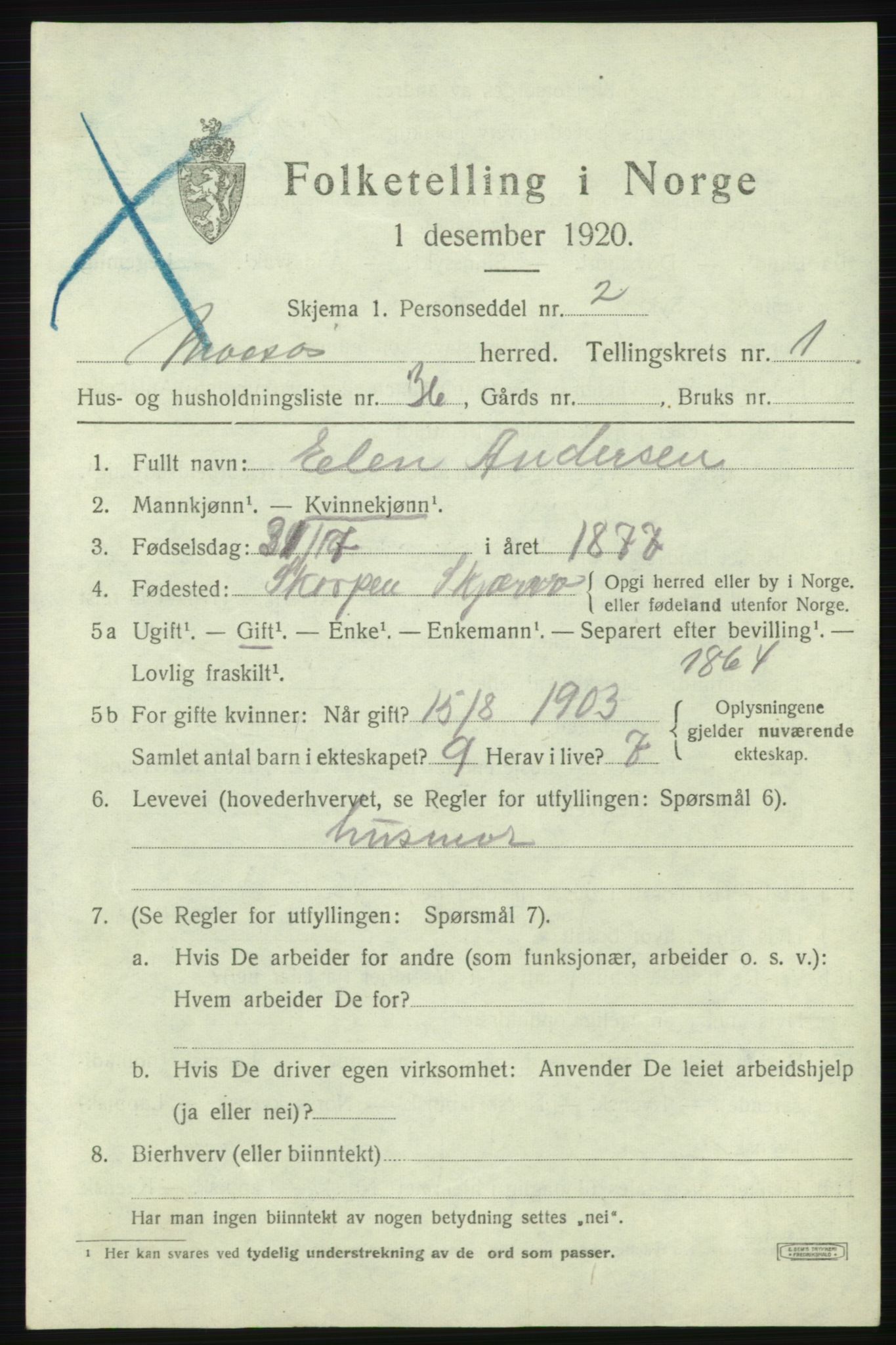 SATØ, 1920 census for Måsøy, 1920, p. 1216
