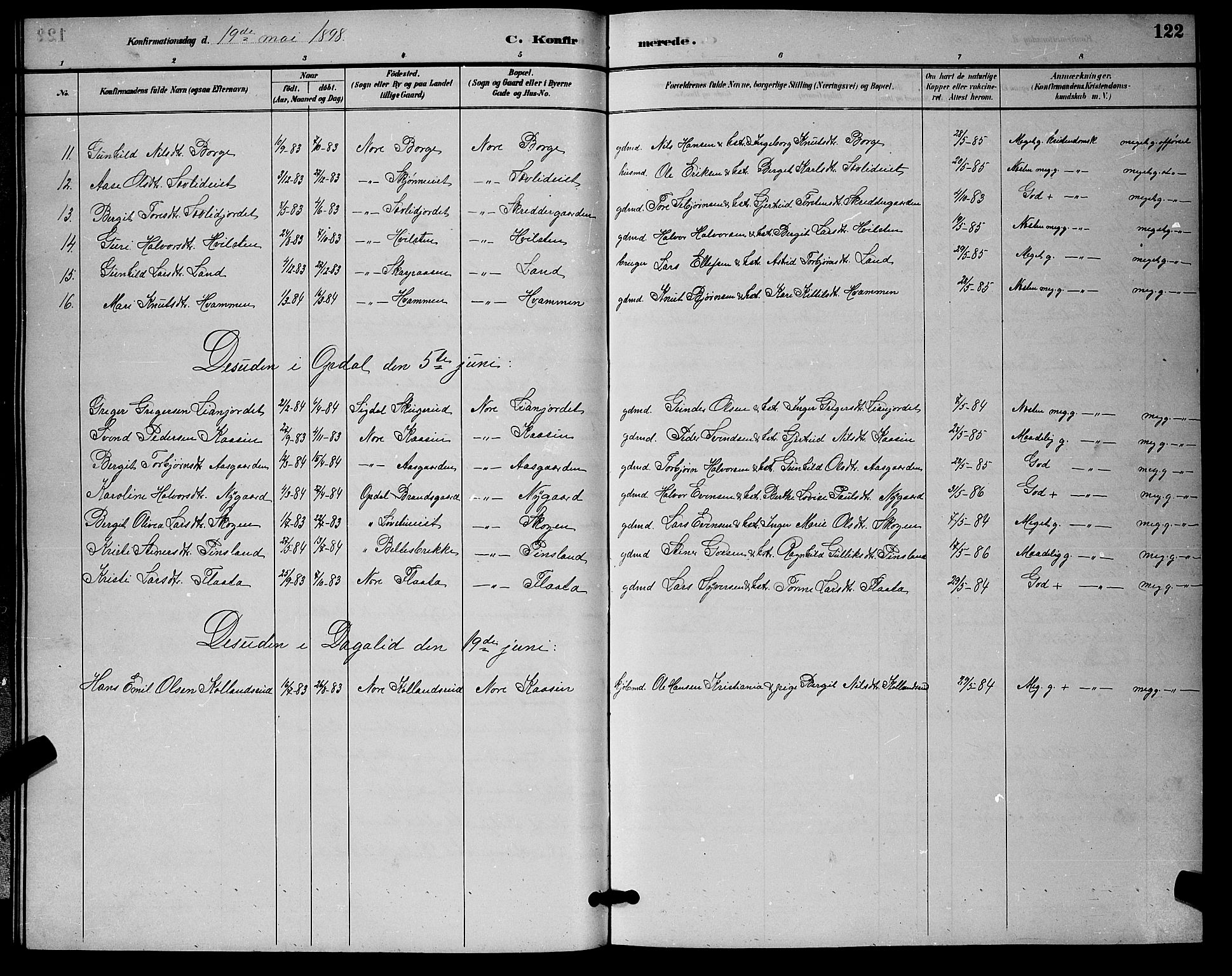 Nore kirkebøker, AV/SAKO-A-238/G/Ga/L0003: Parish register (copy) no. I 3, 1886-1903, p. 122