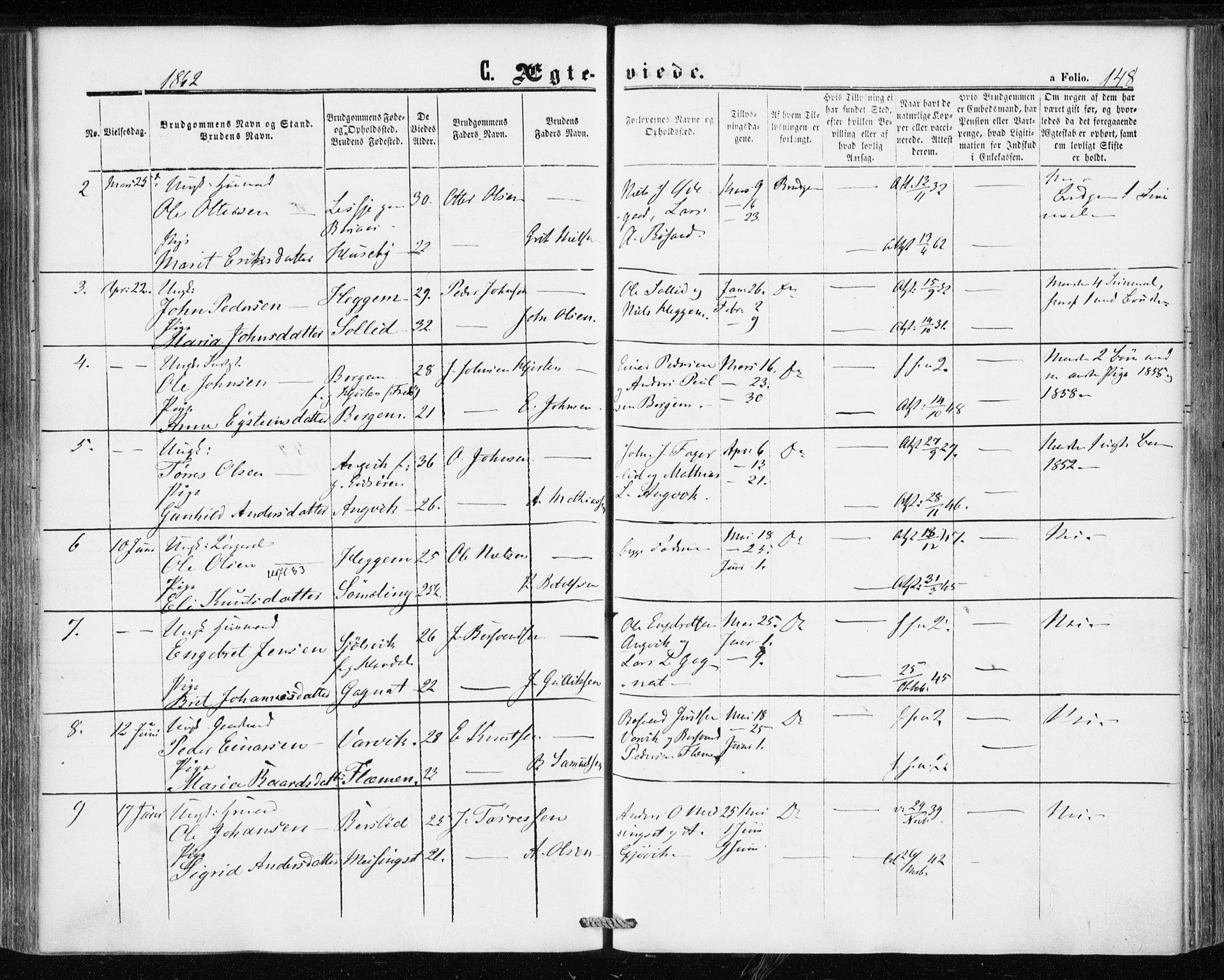 Ministerialprotokoller, klokkerbøker og fødselsregistre - Møre og Romsdal, AV/SAT-A-1454/586/L0985: Parish register (official) no. 586A11, 1857-1866, p. 148