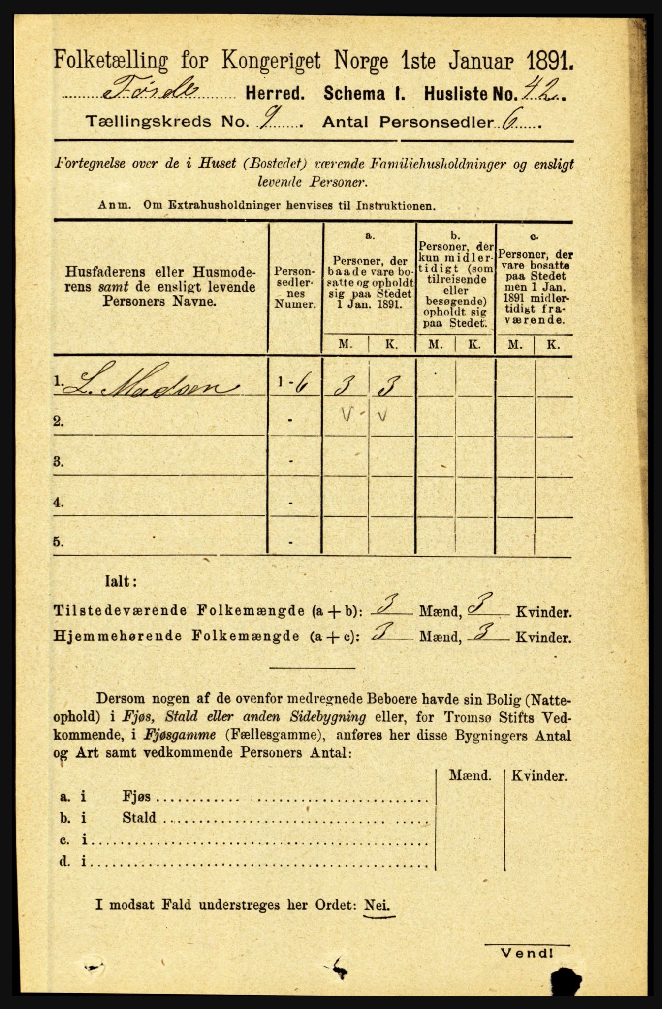 RA, 1891 census for 1432 Førde, 1891, p. 3316